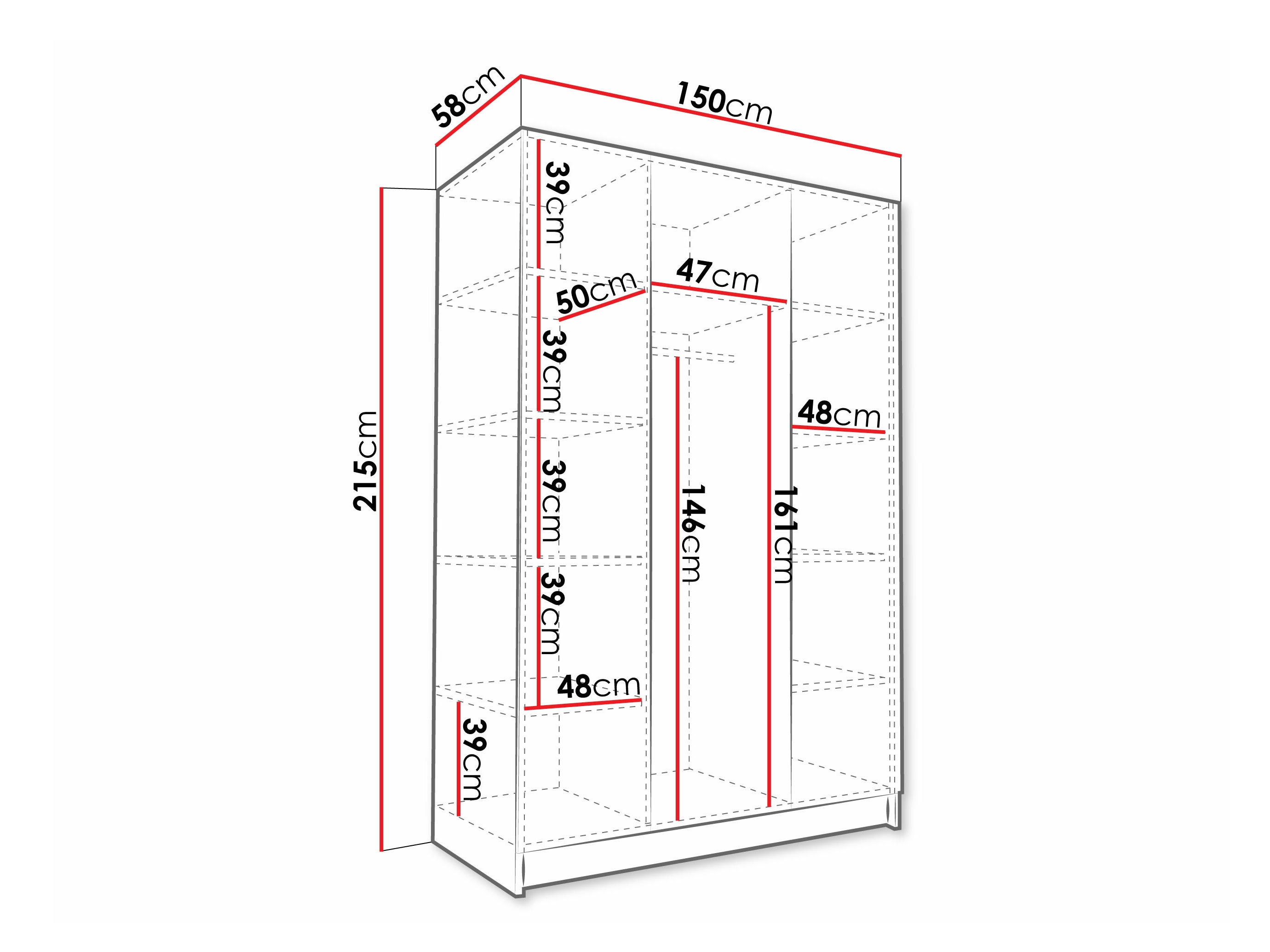 Armoire Closico 196 (Blanc + Noir)