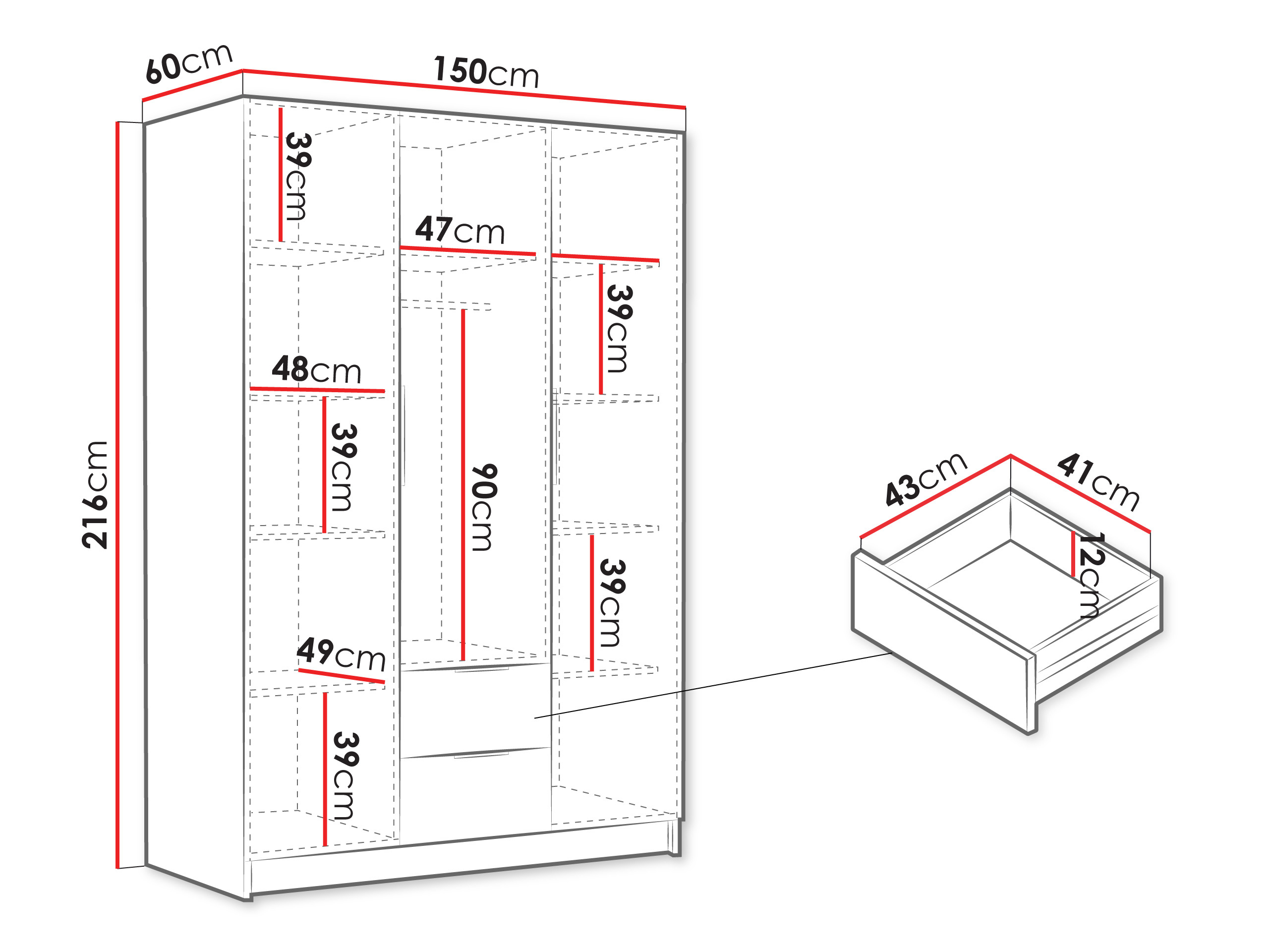 Armoire Closico Calvron I (Noir)