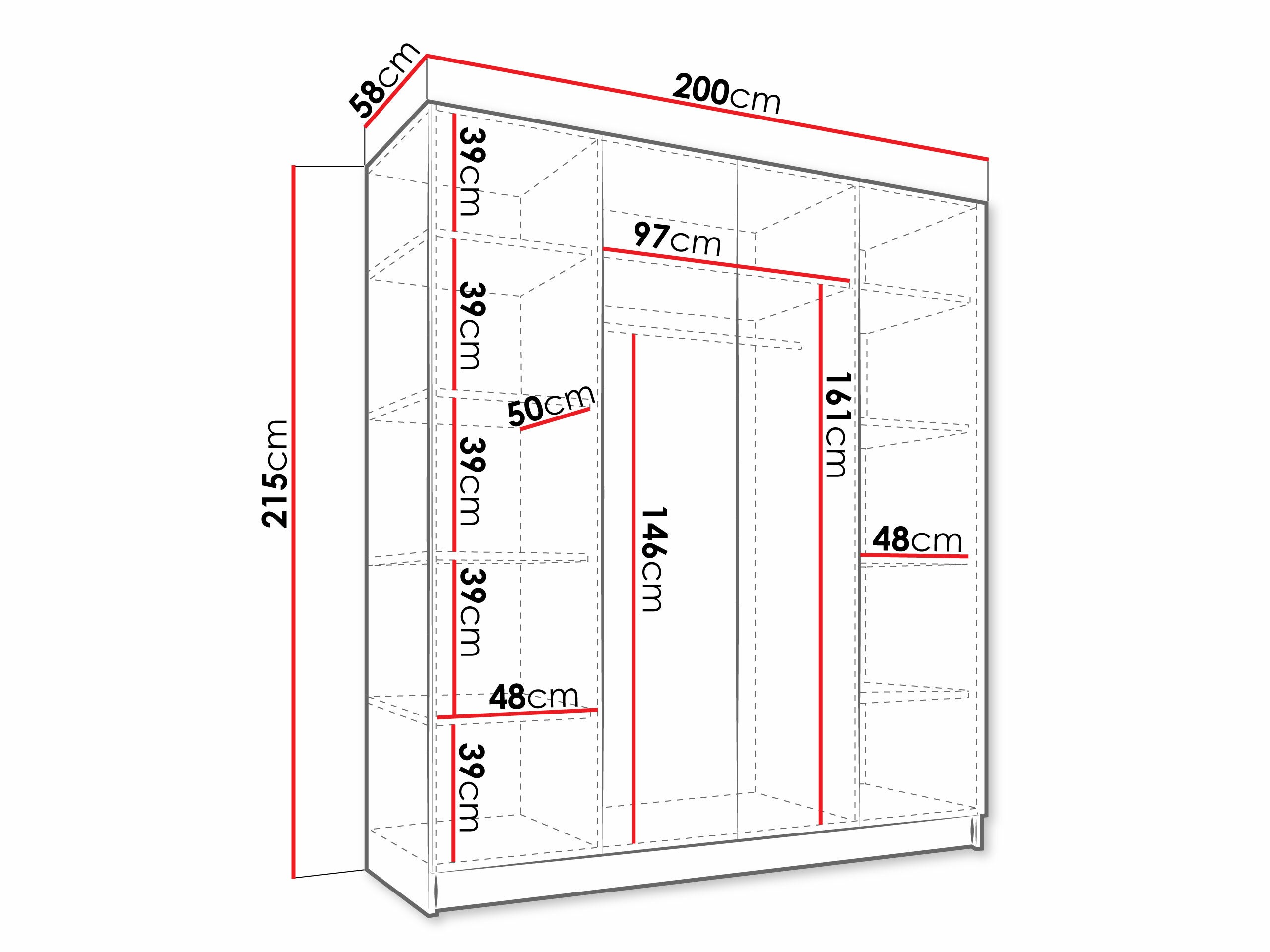 Armoire Closico Navor II (Cachemire + Noir)