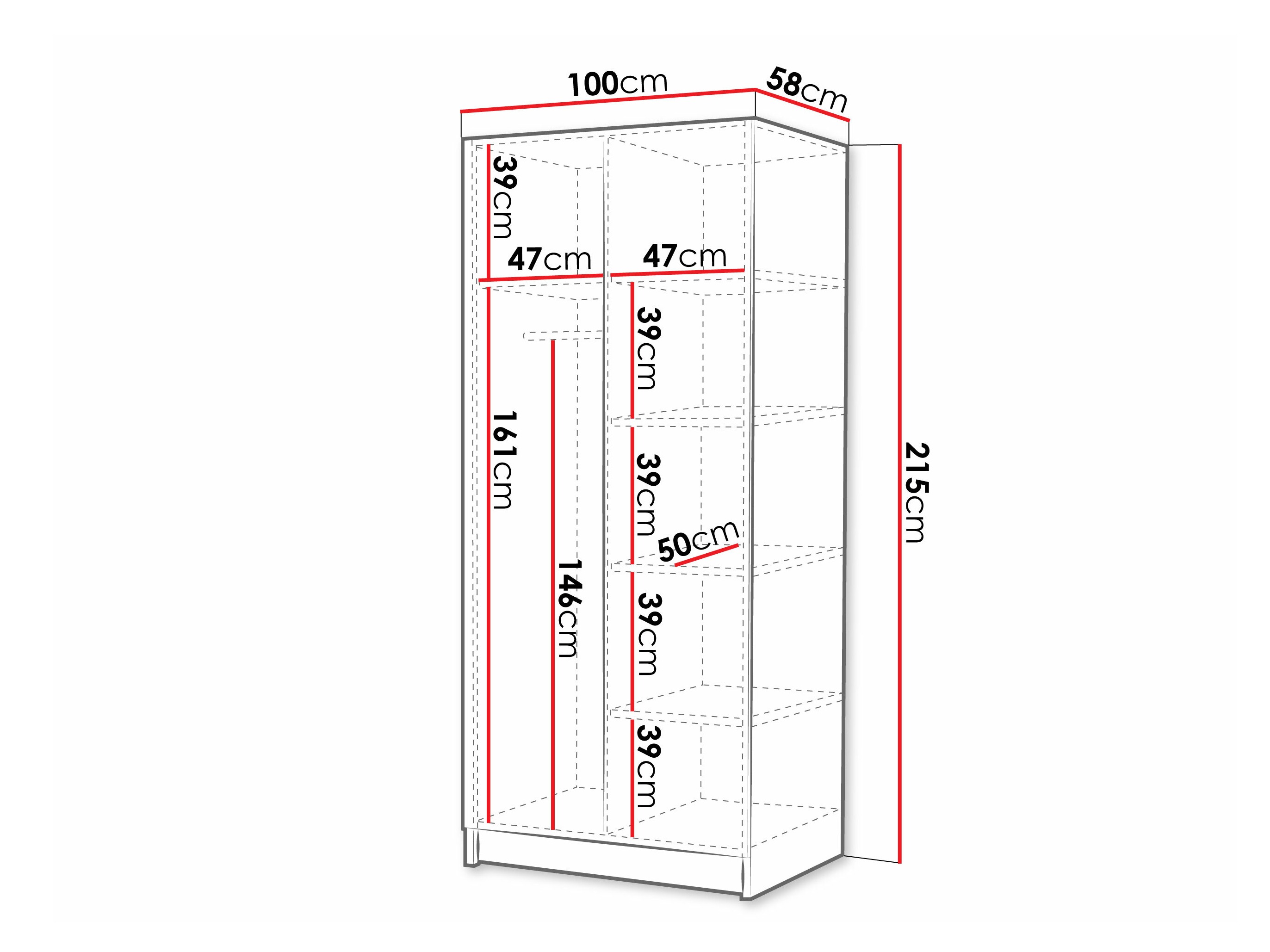 Armoire Closico Staton III (Blanc + Noir)