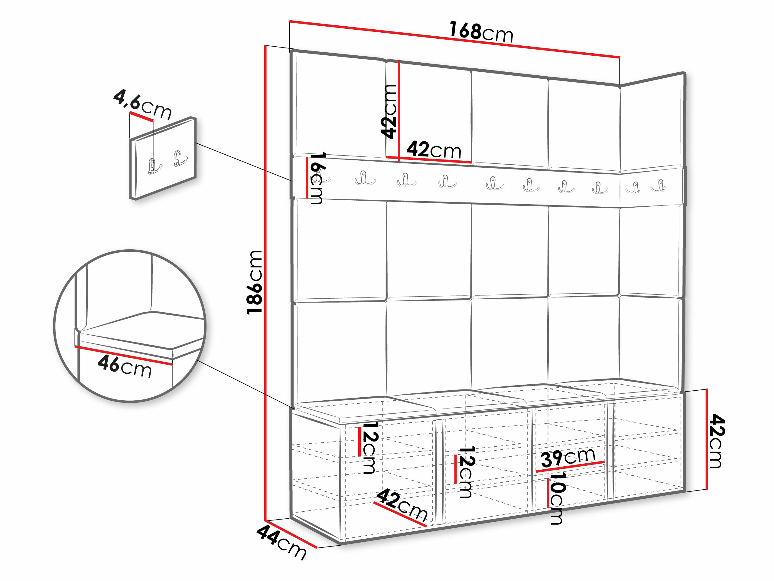 Meuble d'entrée Hartford 265 (Blanc)