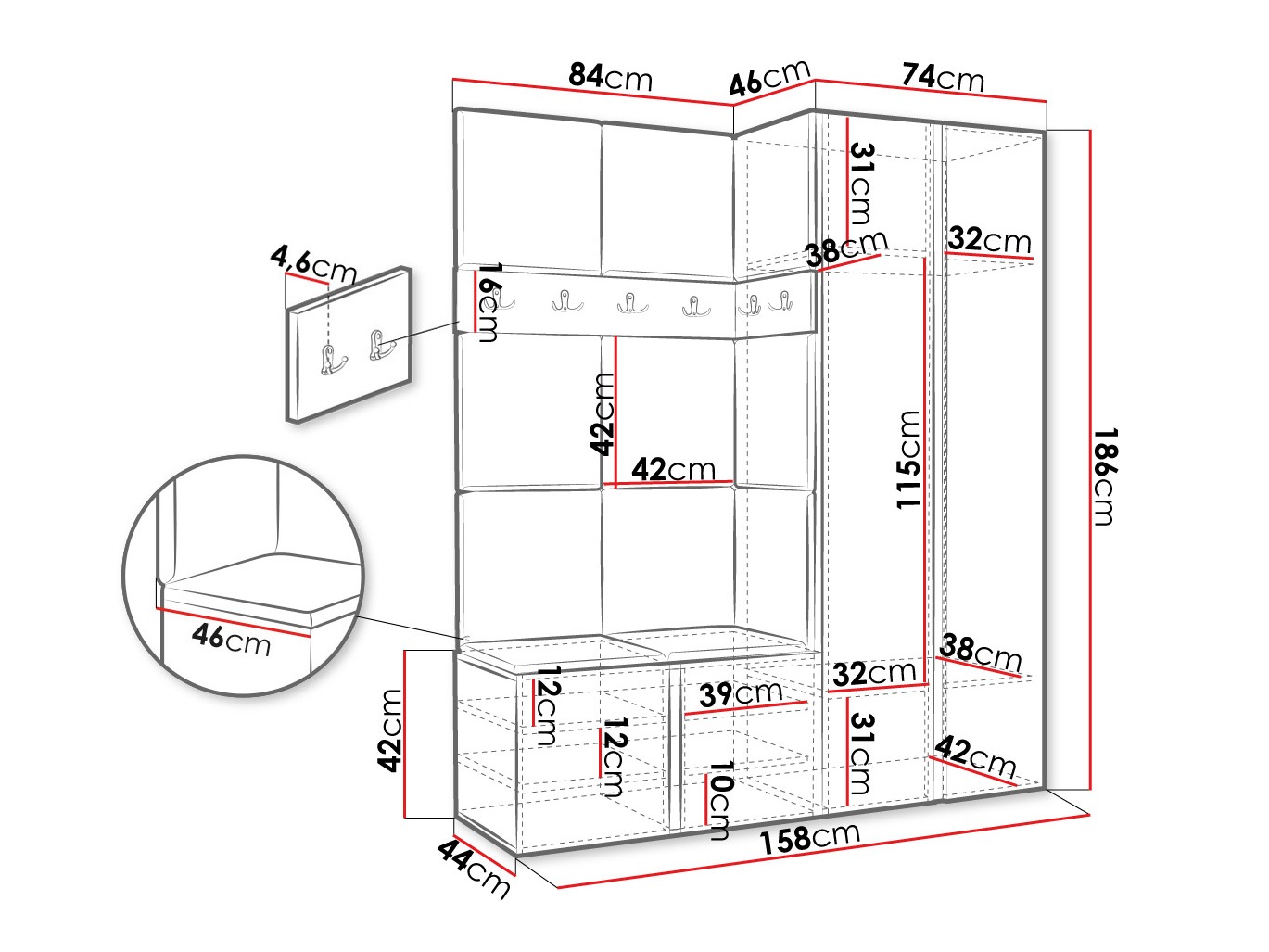 Meuble d'entrée Pinis III (Cachemire)