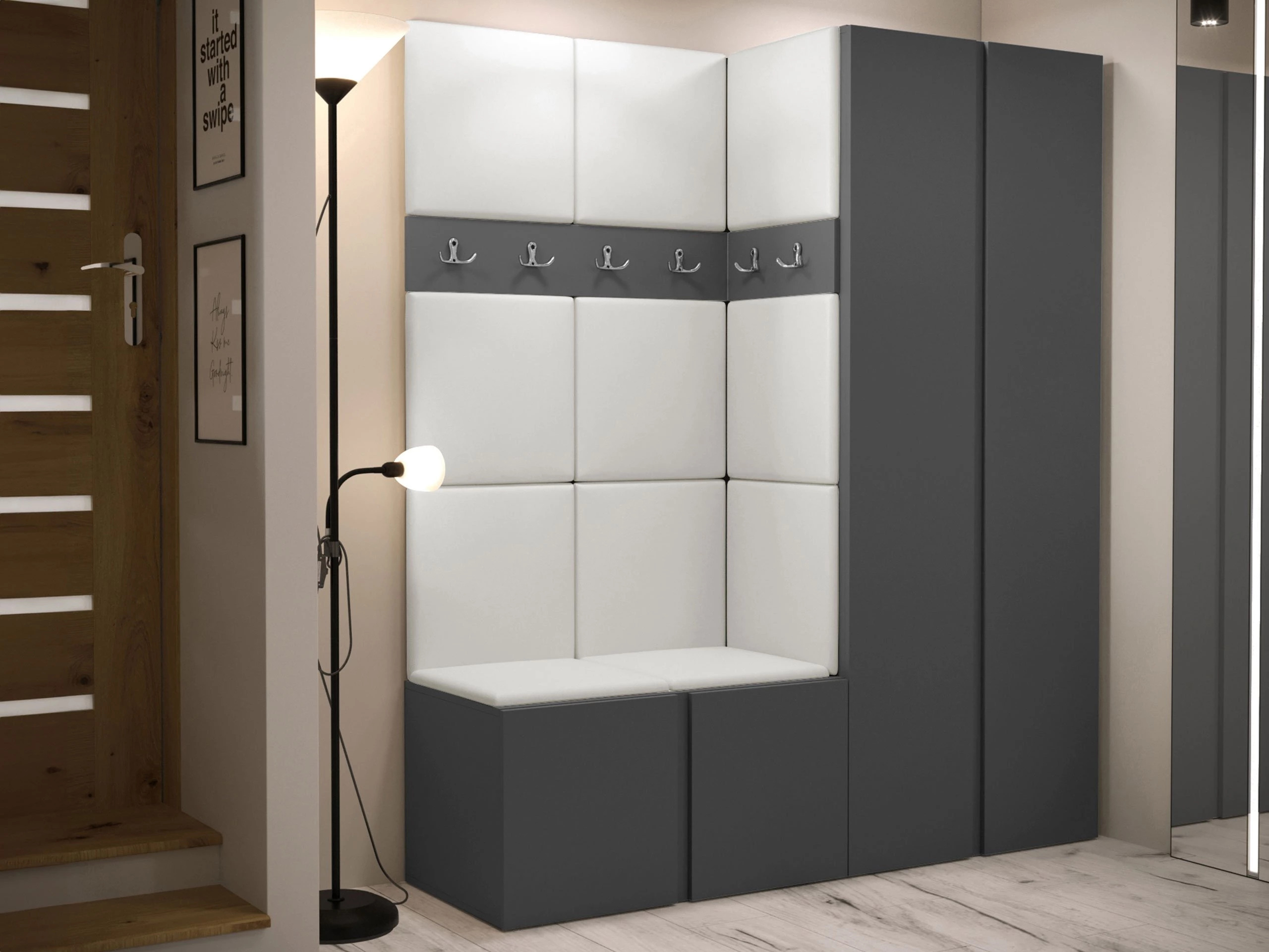 Meuble d'entrée Pinis III (Faux cuir Soft 017)