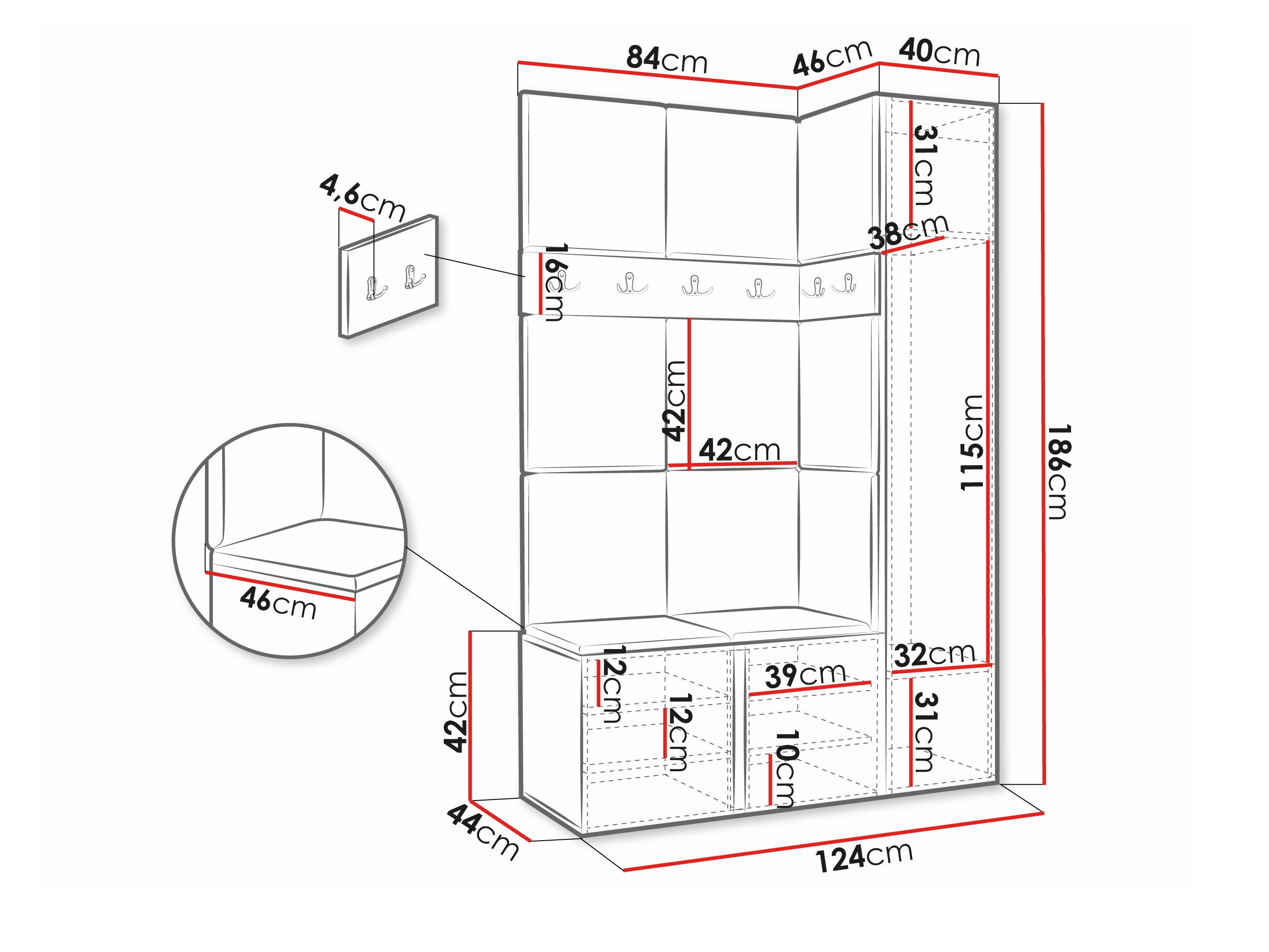 Meuble d'entrée Hartford 471 (Blanc)