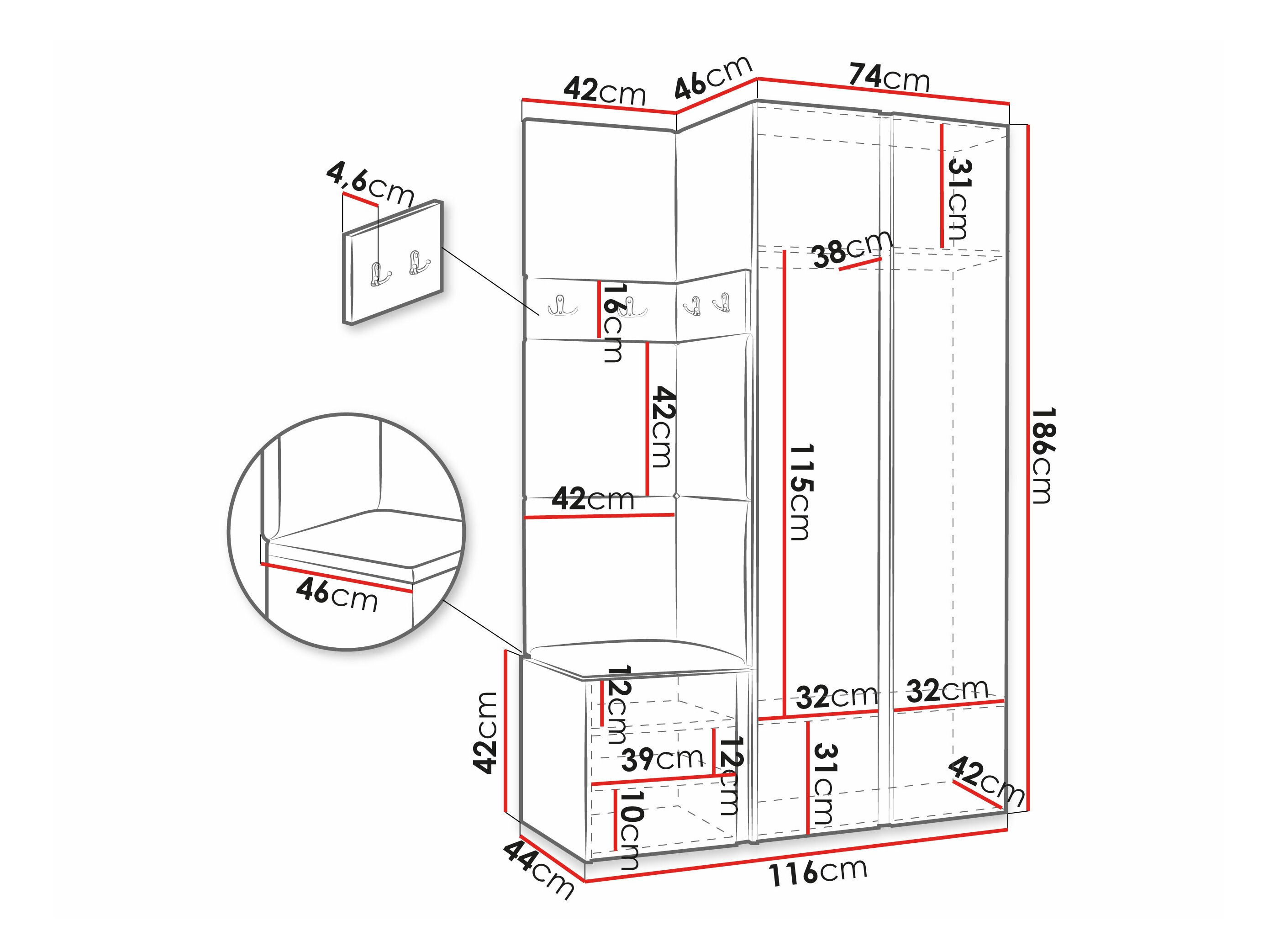 Meuble d'entrée Hartford 350 (Blanc)