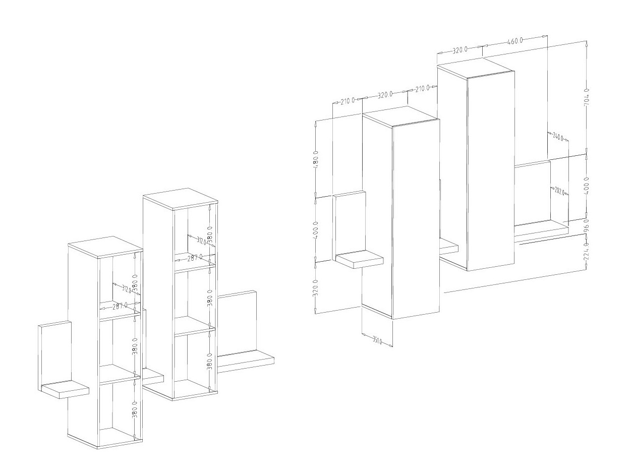 Armoire murale Lutiva 101 (Anthracite + Ribbec chêne)