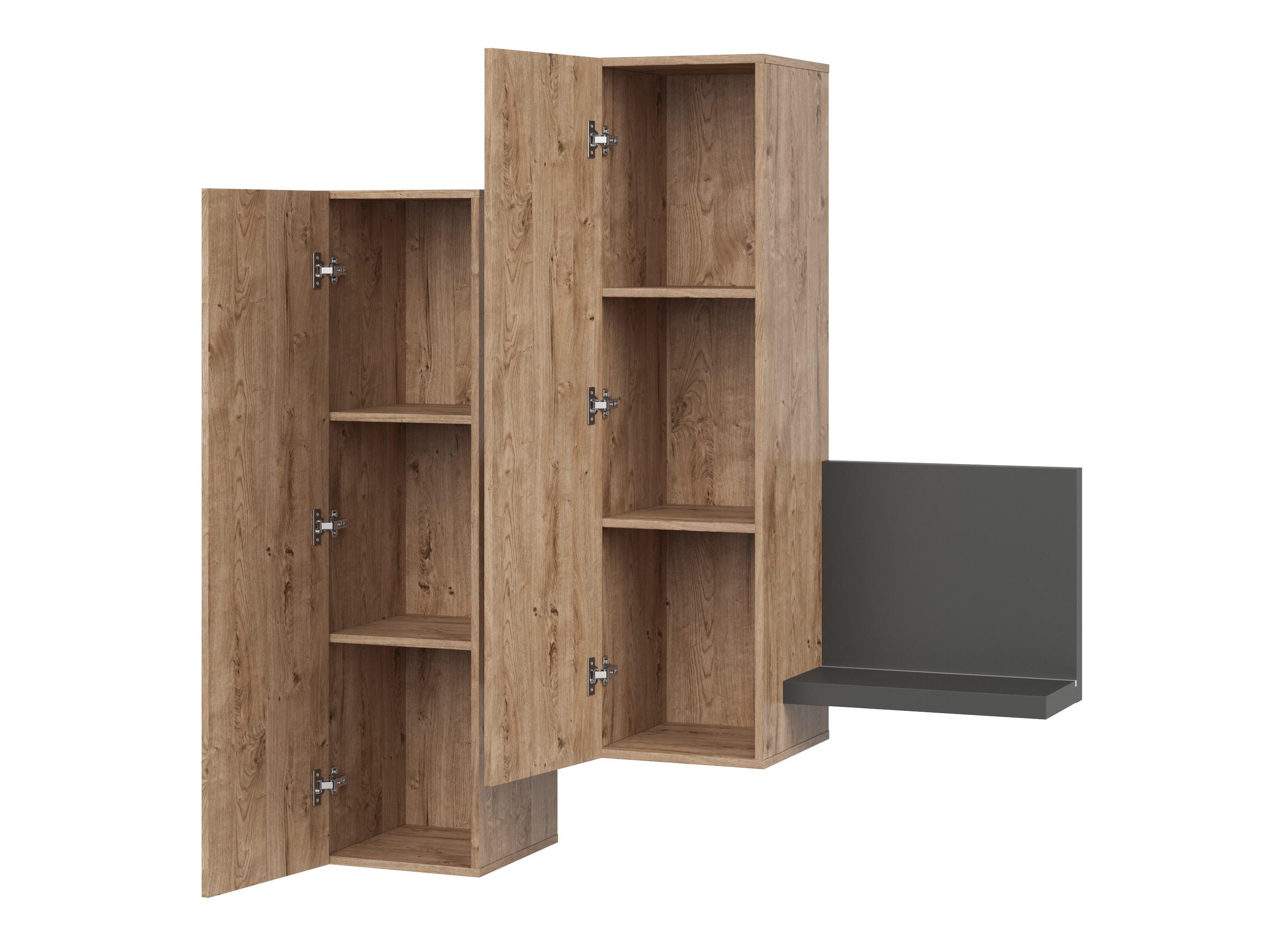Armoire murale Lutiva 101 (Anthracite + Ribbec chêne)