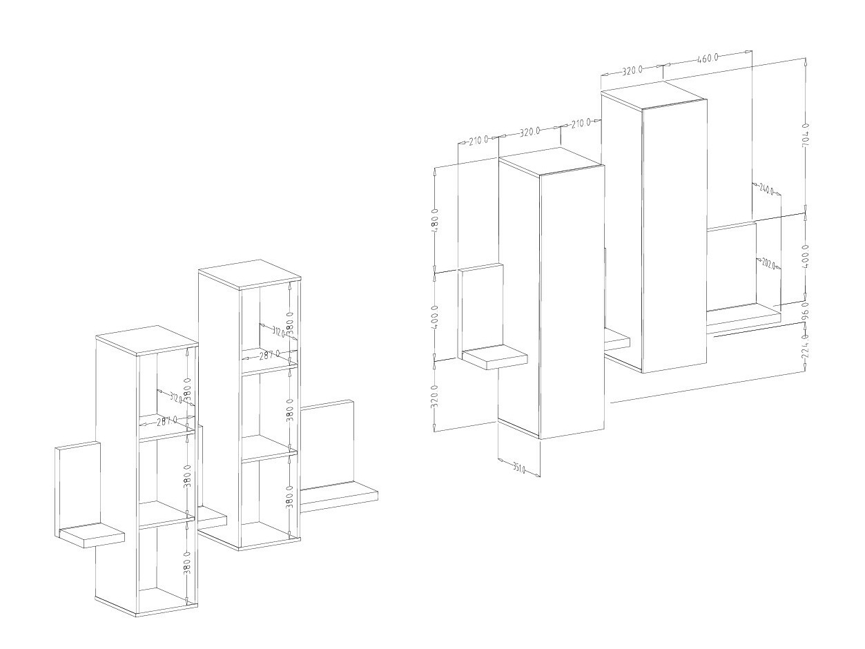 Armoire murale Lutiva 101 (Blanc + Béton)