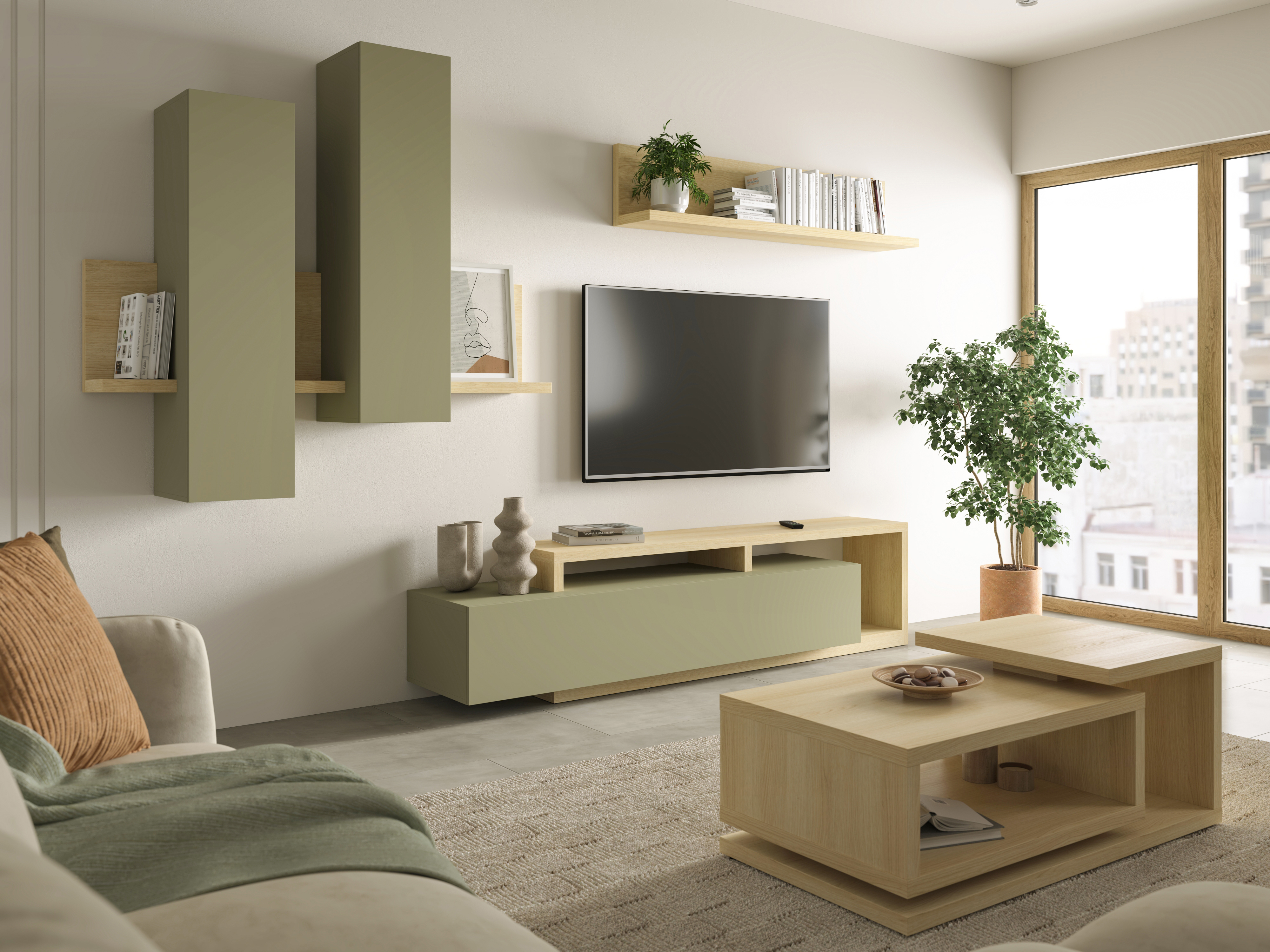 Armoire murale Lutiva 101 (Eucalyptus + Chêne)