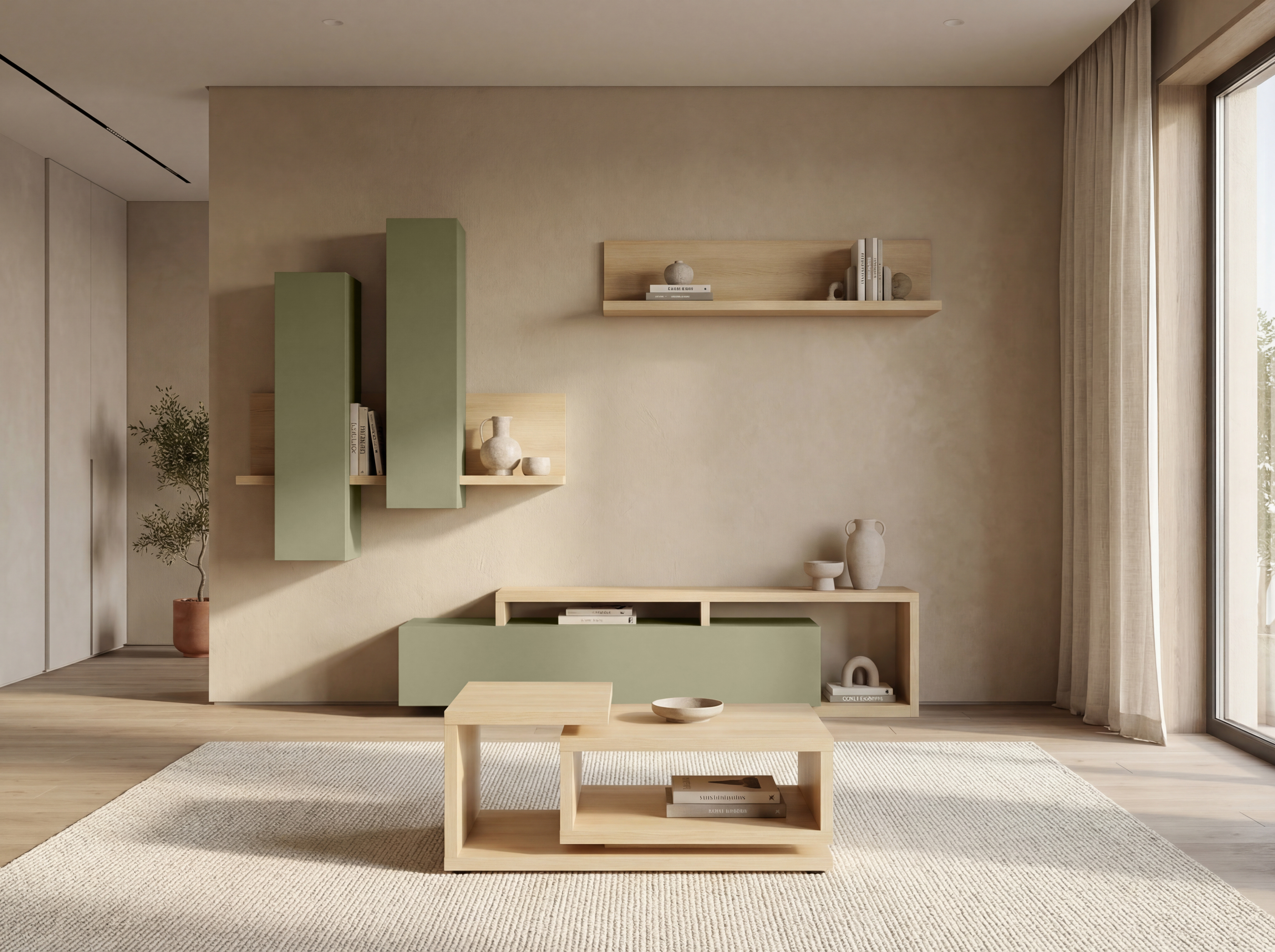 Armoire murale Lutiva 101 (Eucalyptus + Chêne)