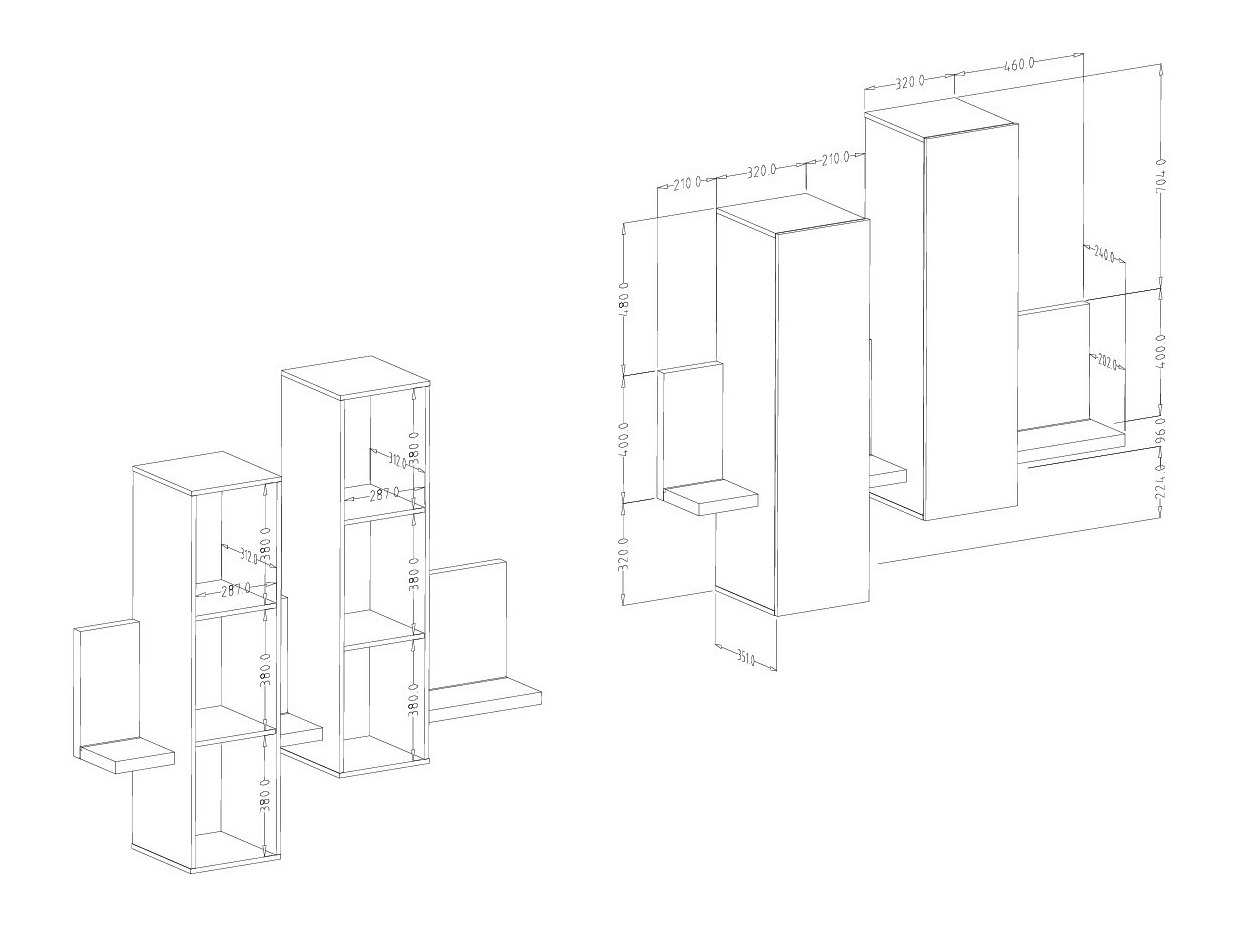 Armoire murale Lutiva 101 (Matera gris + Épicéa foncé)