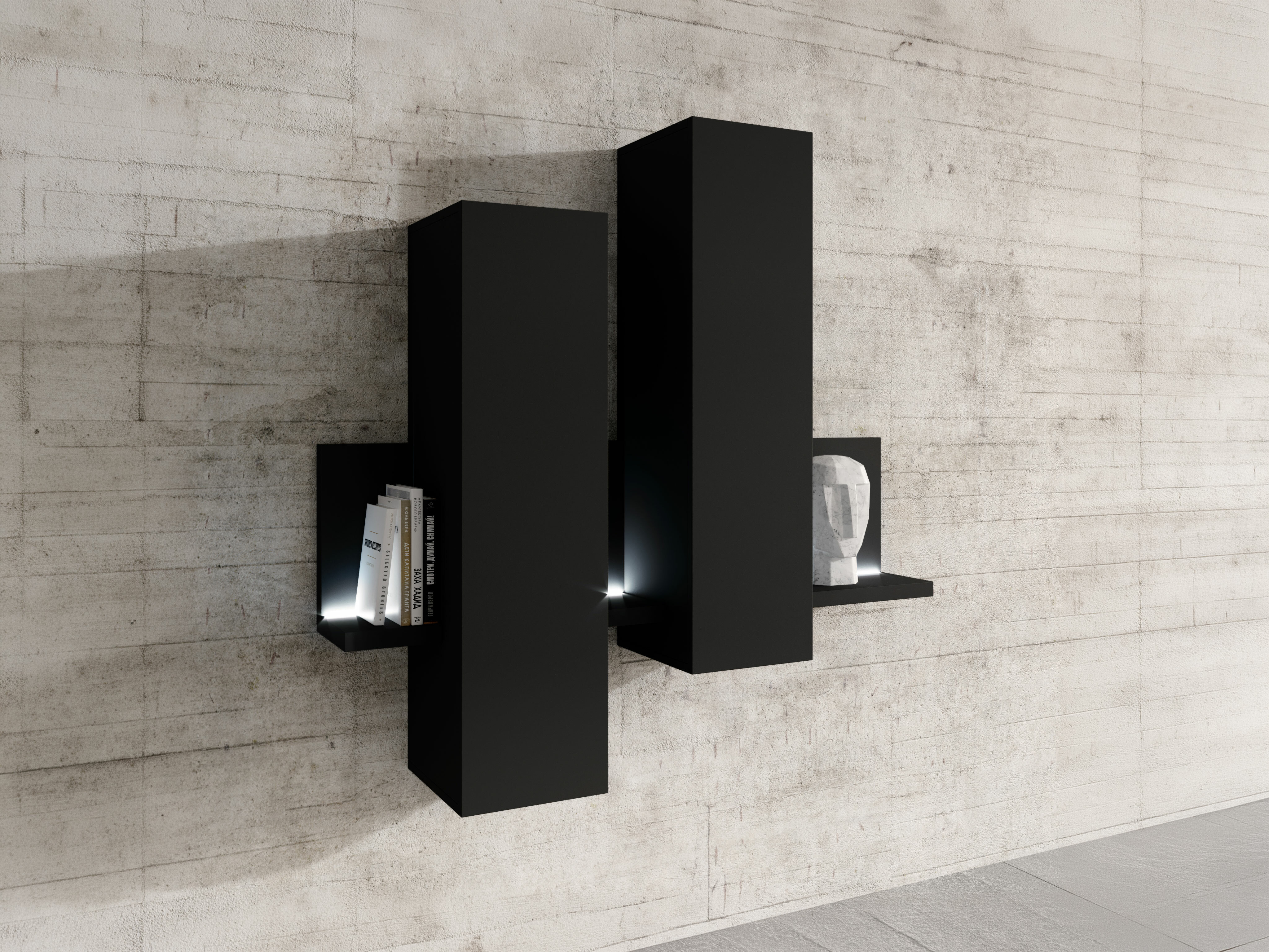 Armoire murale Lutiva 101 (Noir mat)