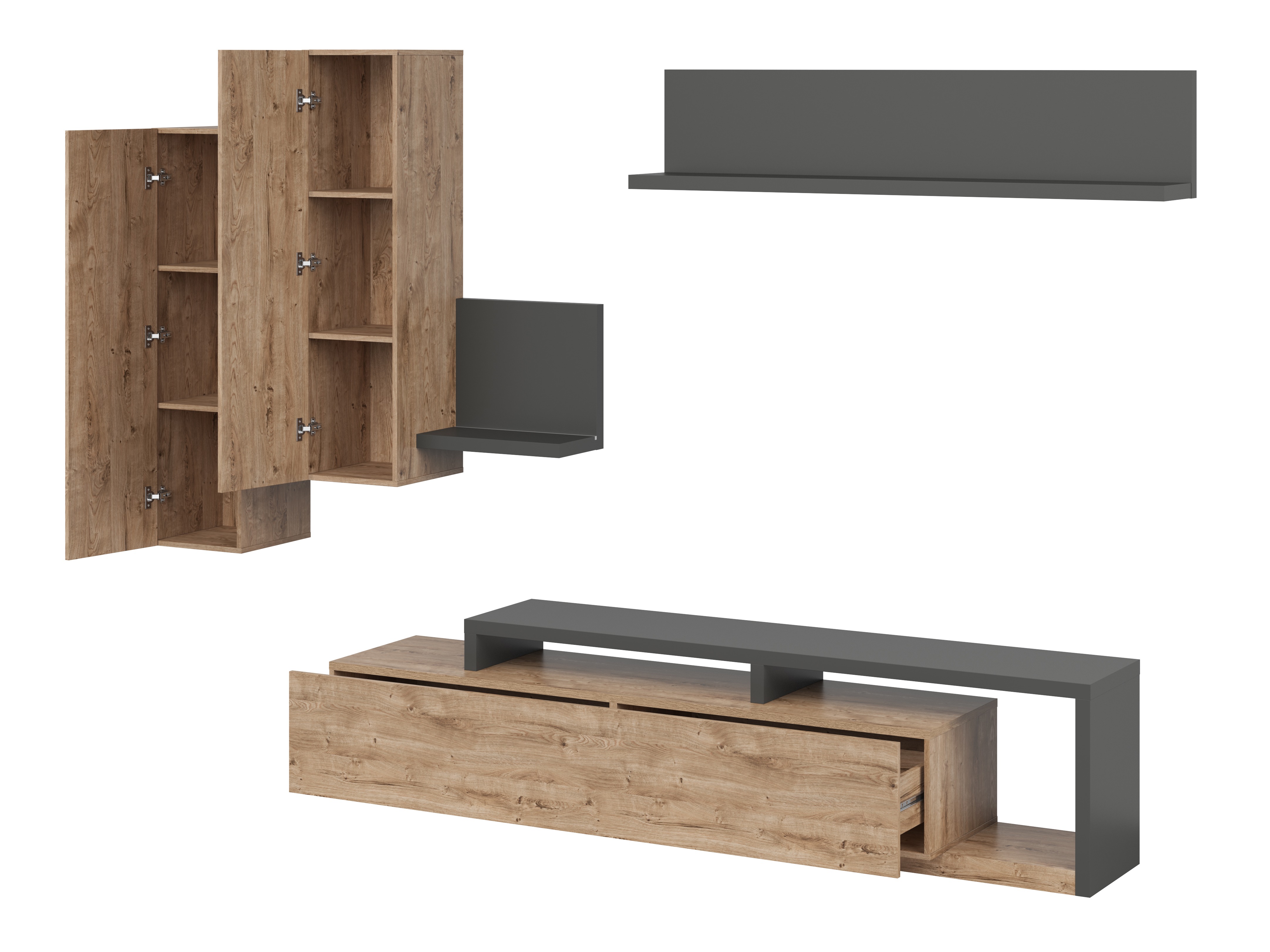 Ensemble de salon Lutiva 100 (Anthracite + Ribbec chêne)