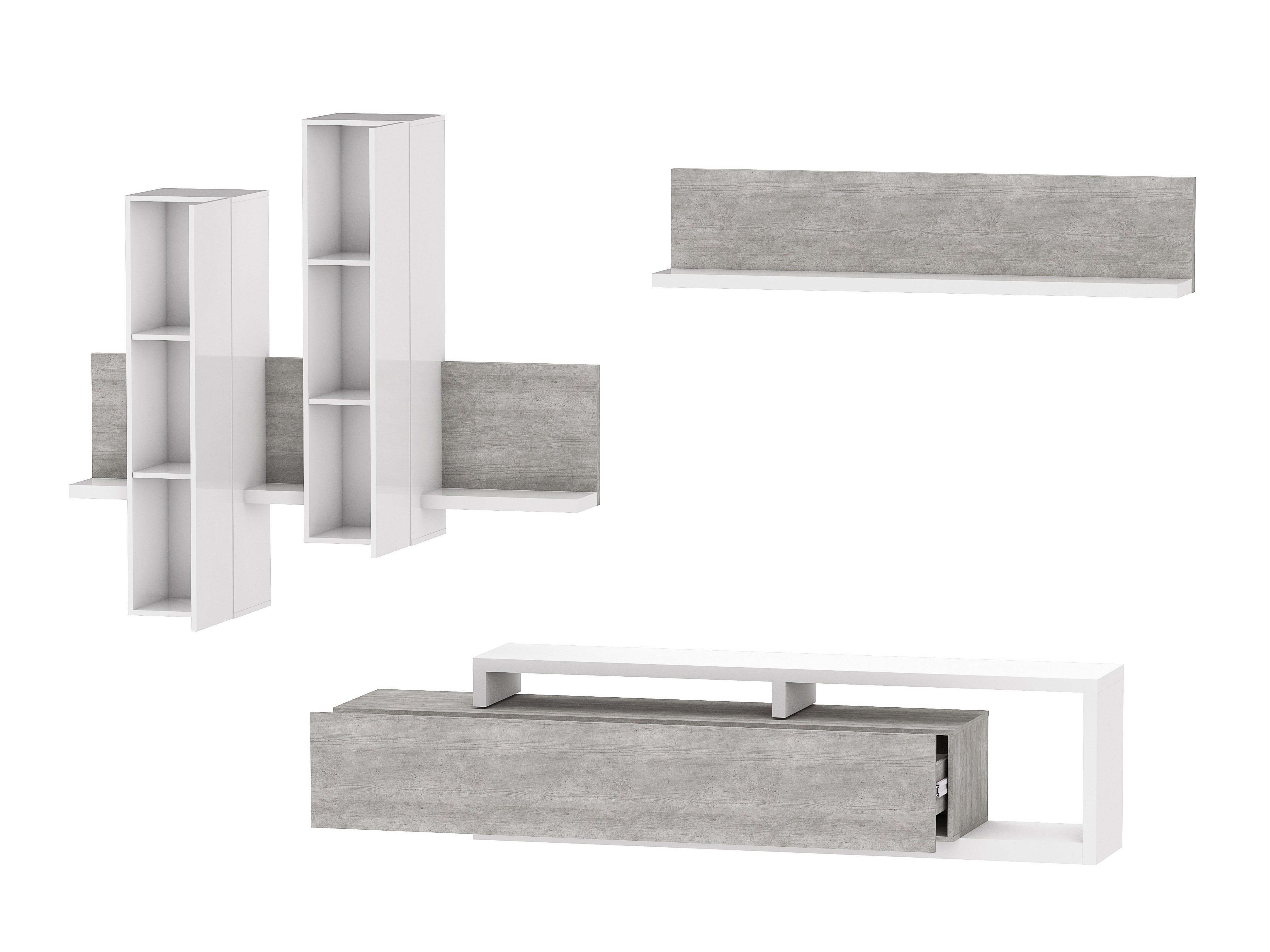 Ensemble de salon Lutiva 100 (Blanc + Béton)