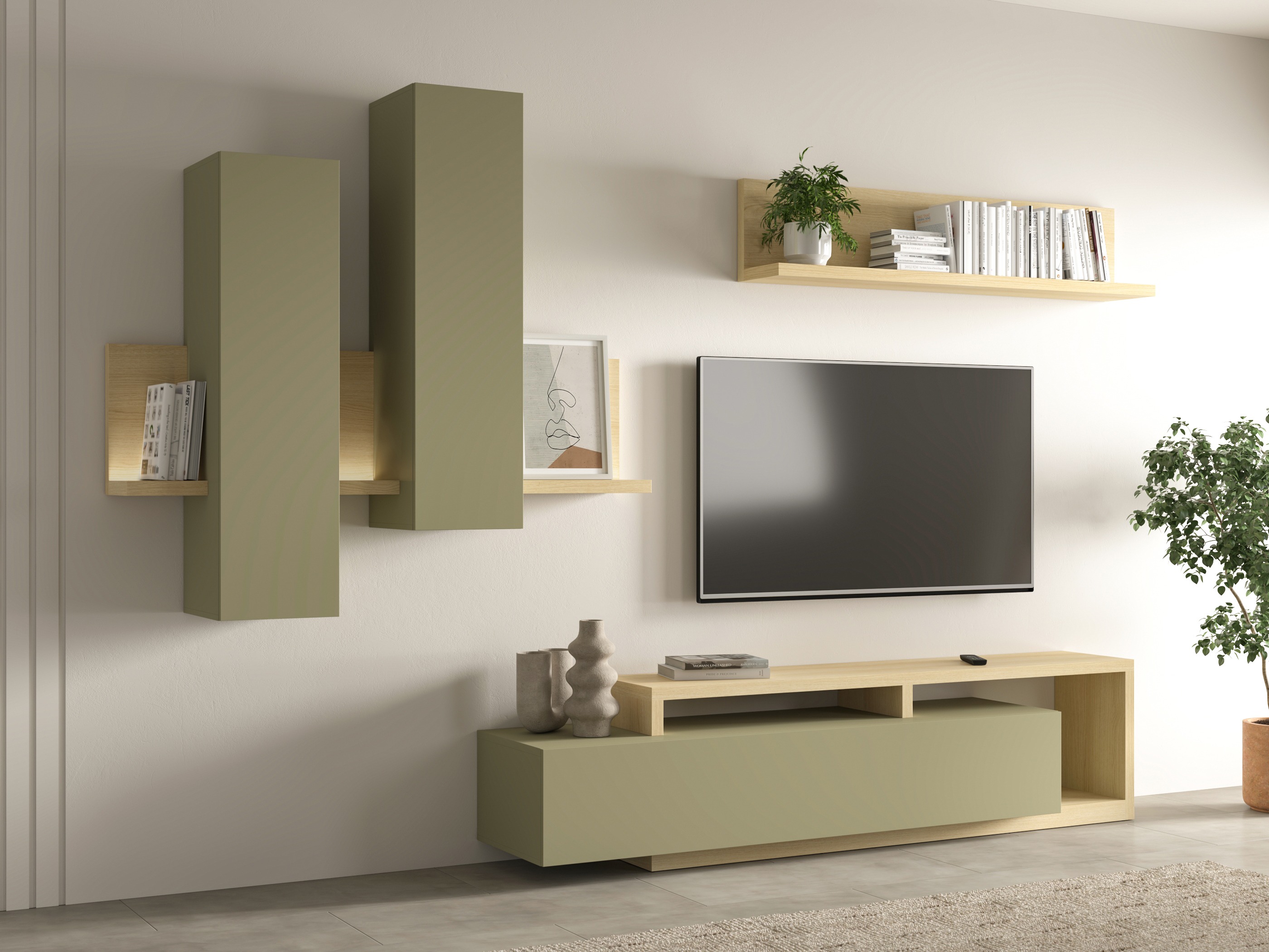 Ensemble de salon Lutiva 100 (Eucalyptus + Chêne)