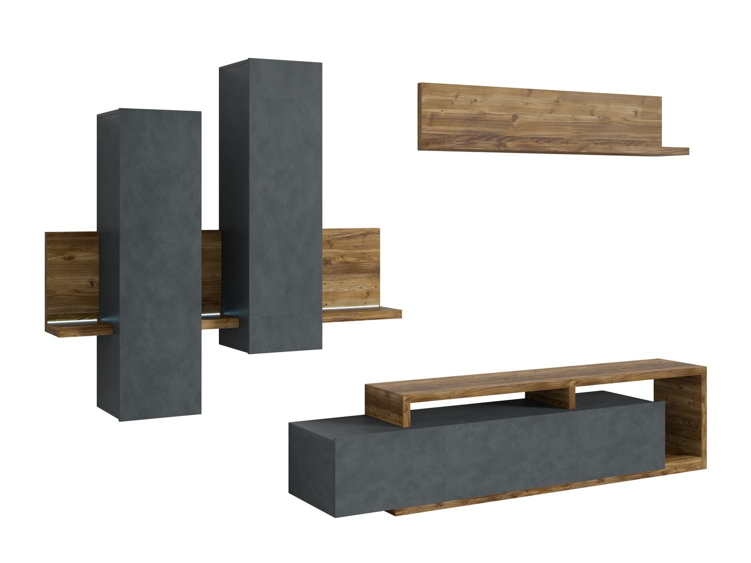 Ensemble de salon Lutiva 100 (Matera gris + Épicéa foncé)