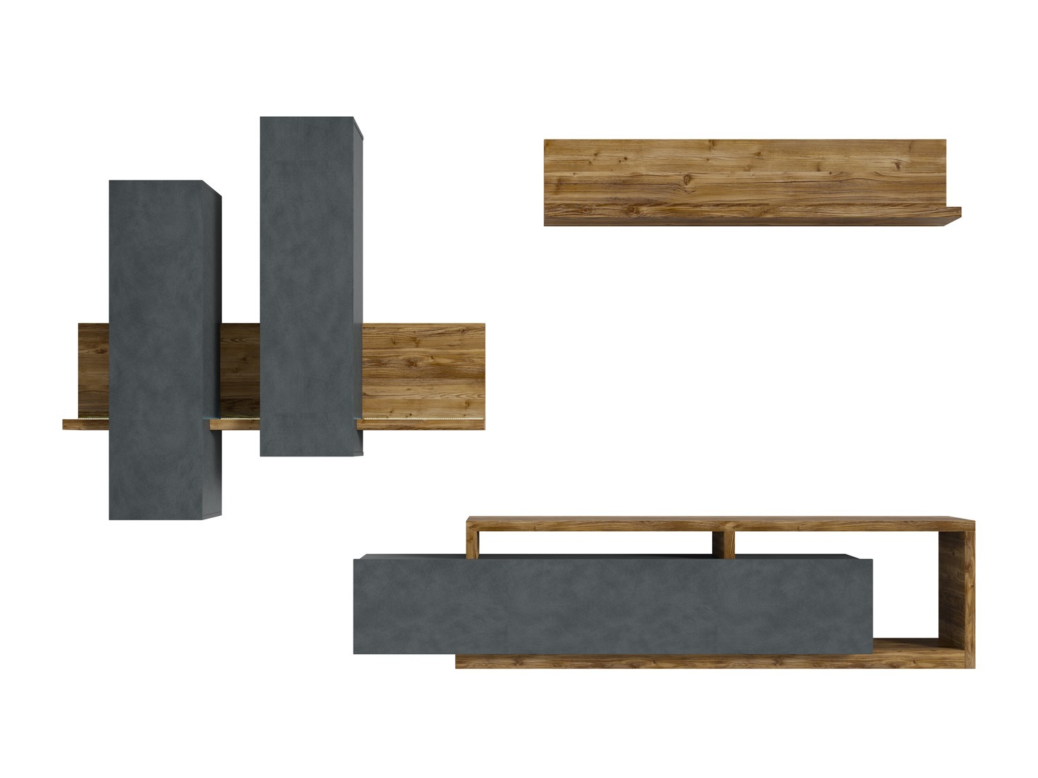 Ensemble de salon Lutiva 100 (Matera gris + Épicéa foncé)