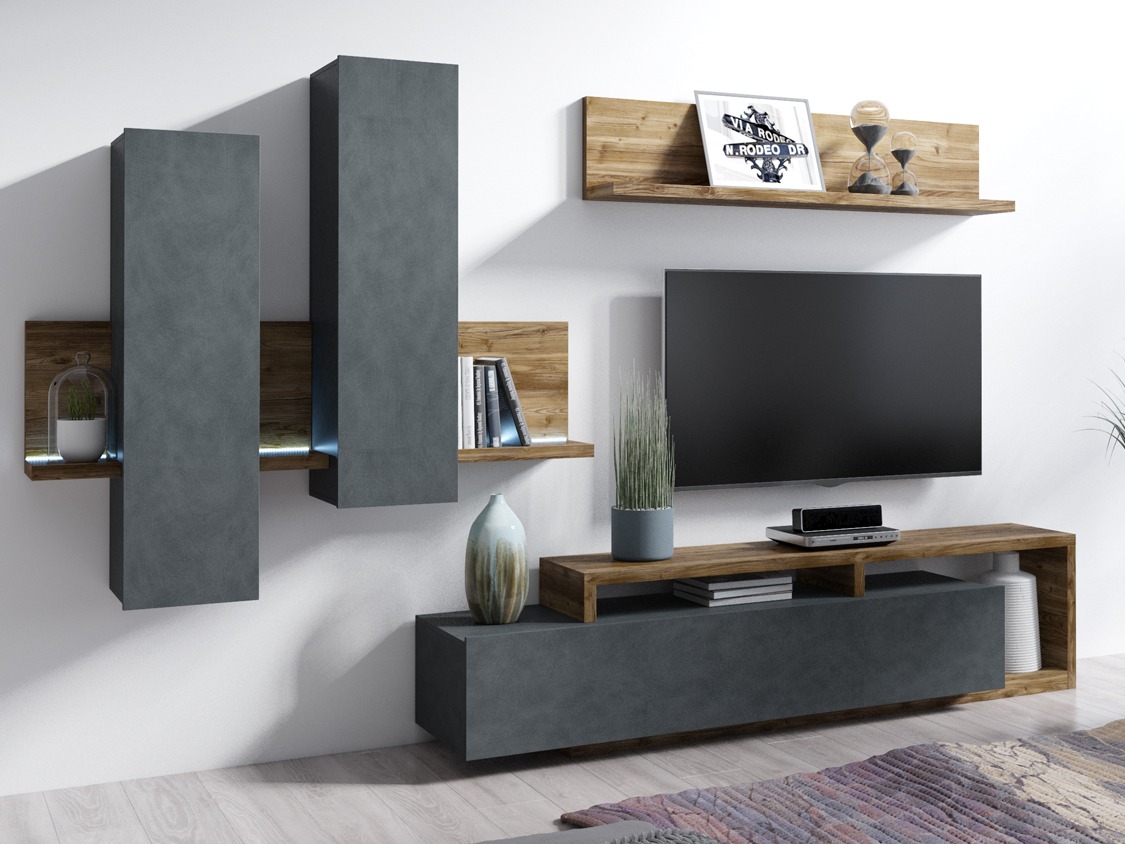 Ensemble de salon Lutiva 100 (Matera gris + Épicéa foncé)