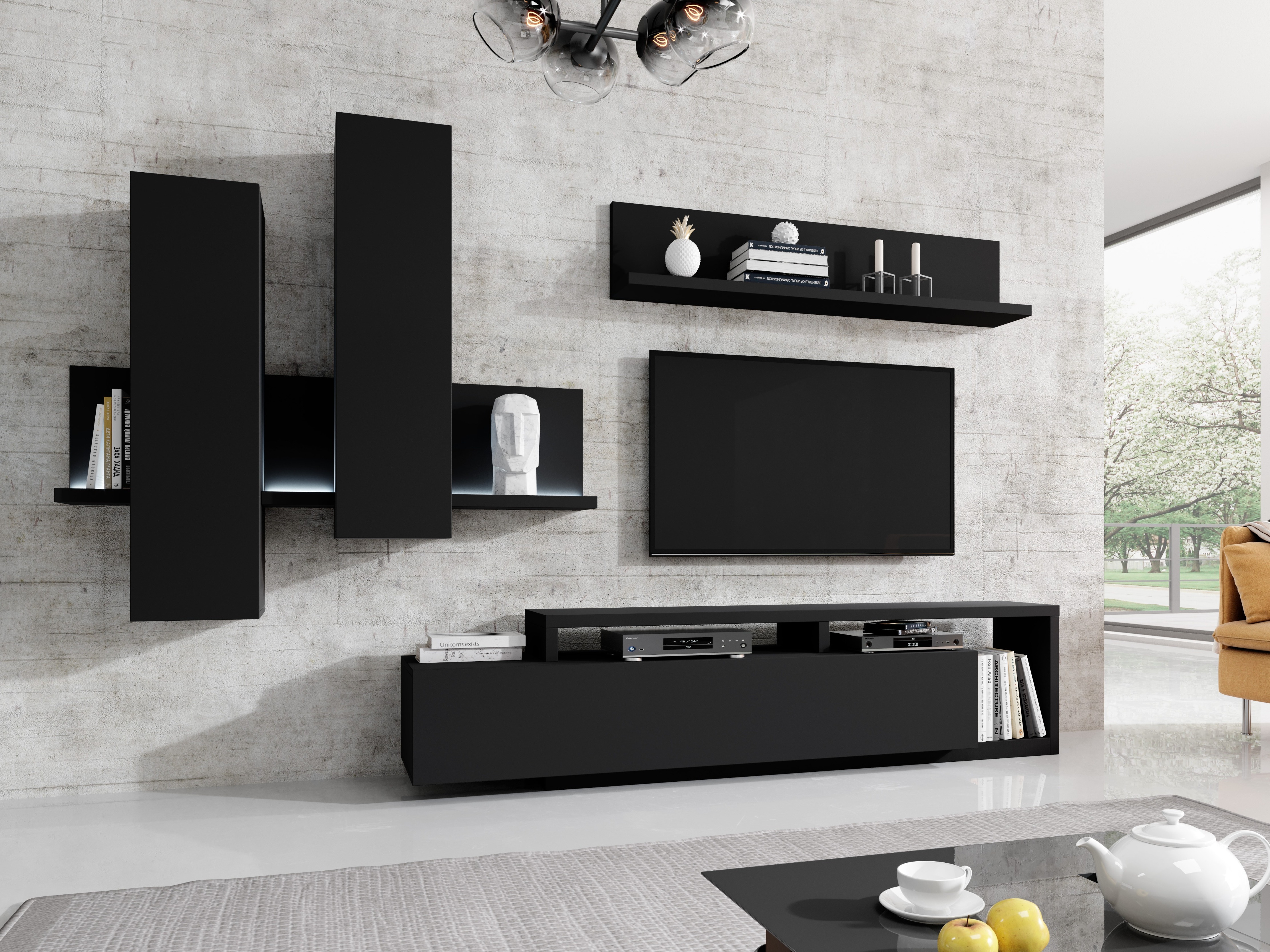Ensemble de salon Lutiva 100 (Noir mat)