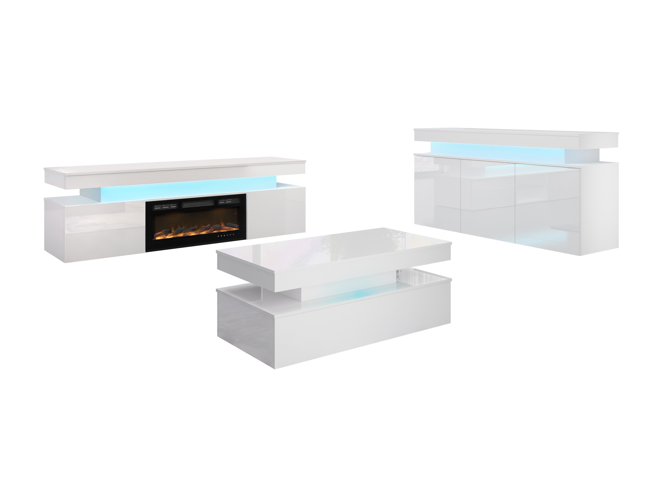 Ensemble de salon Monfero I (Blanc + Blanc brillant)