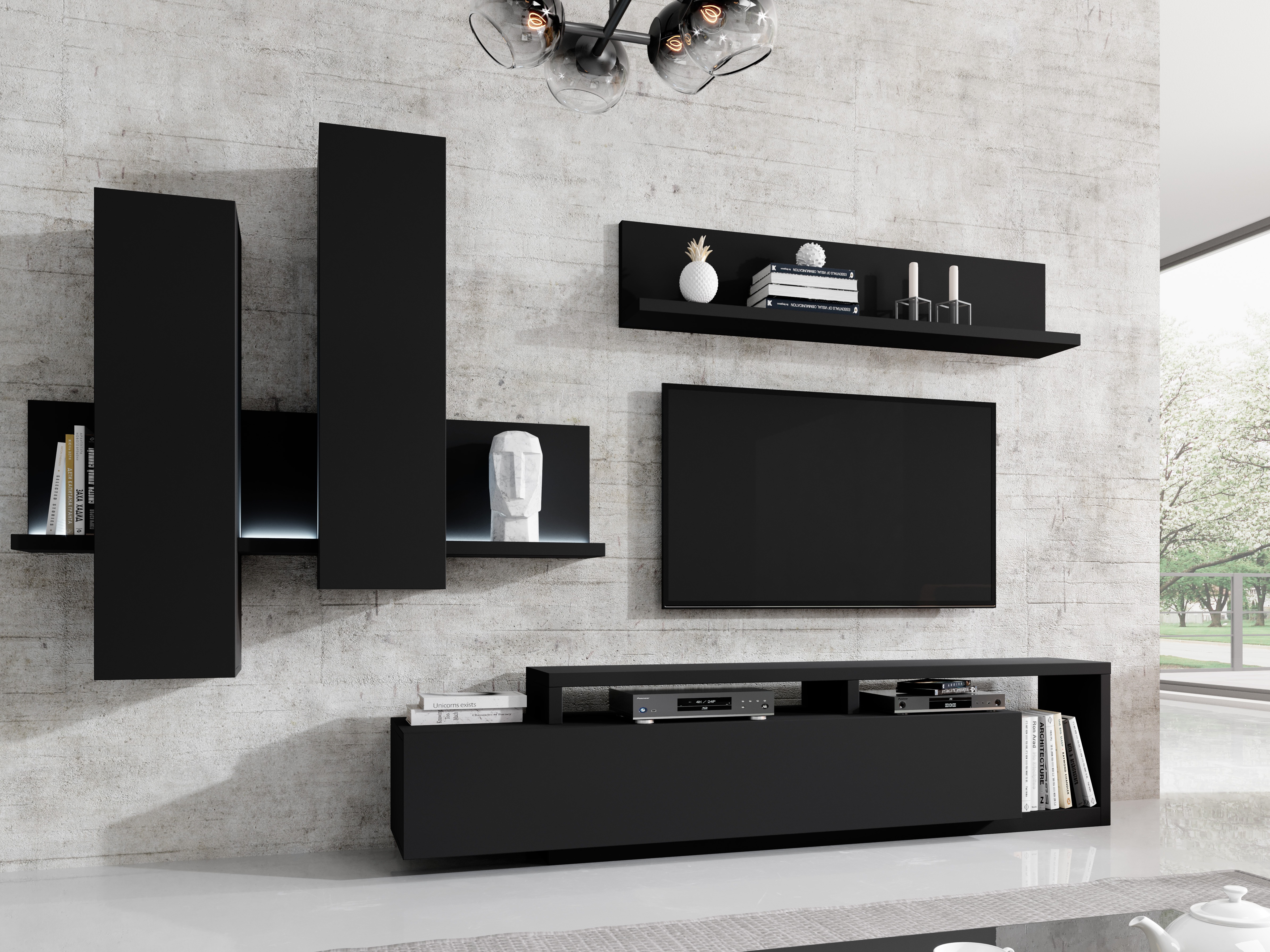 Meuble TV Lutiva 103 (Noir mat)