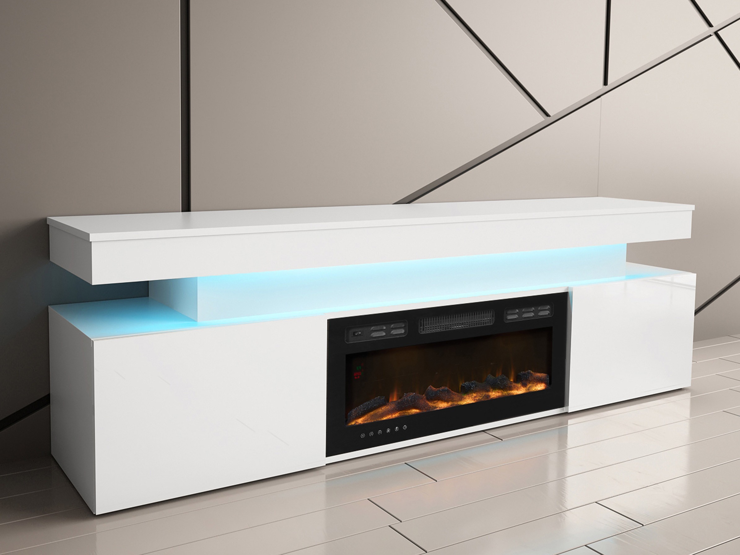 Meuble TV Monfero 104 (Blanc + Blanc brillant)