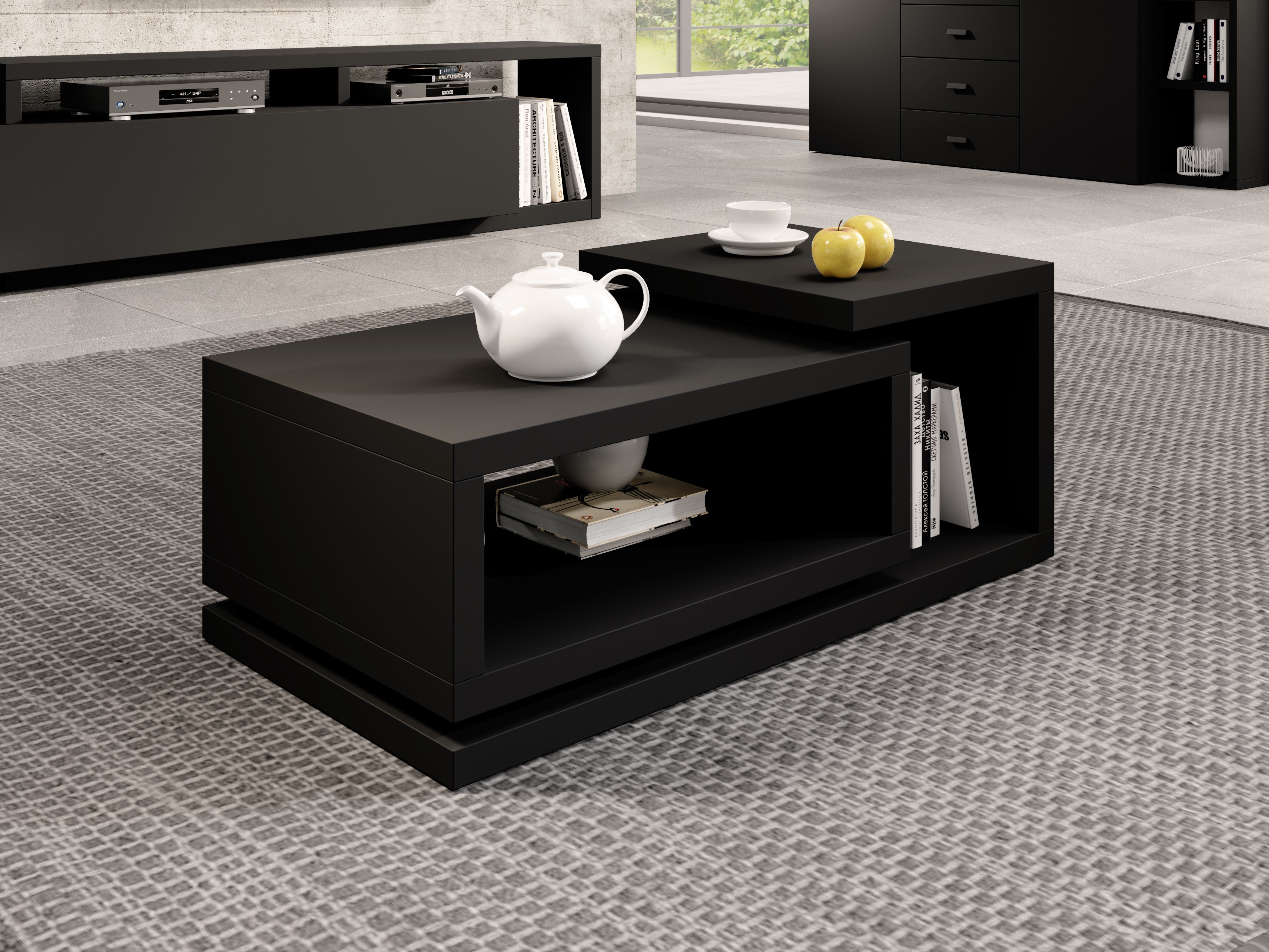 Table basse Lutiva 104 (Noir mat)