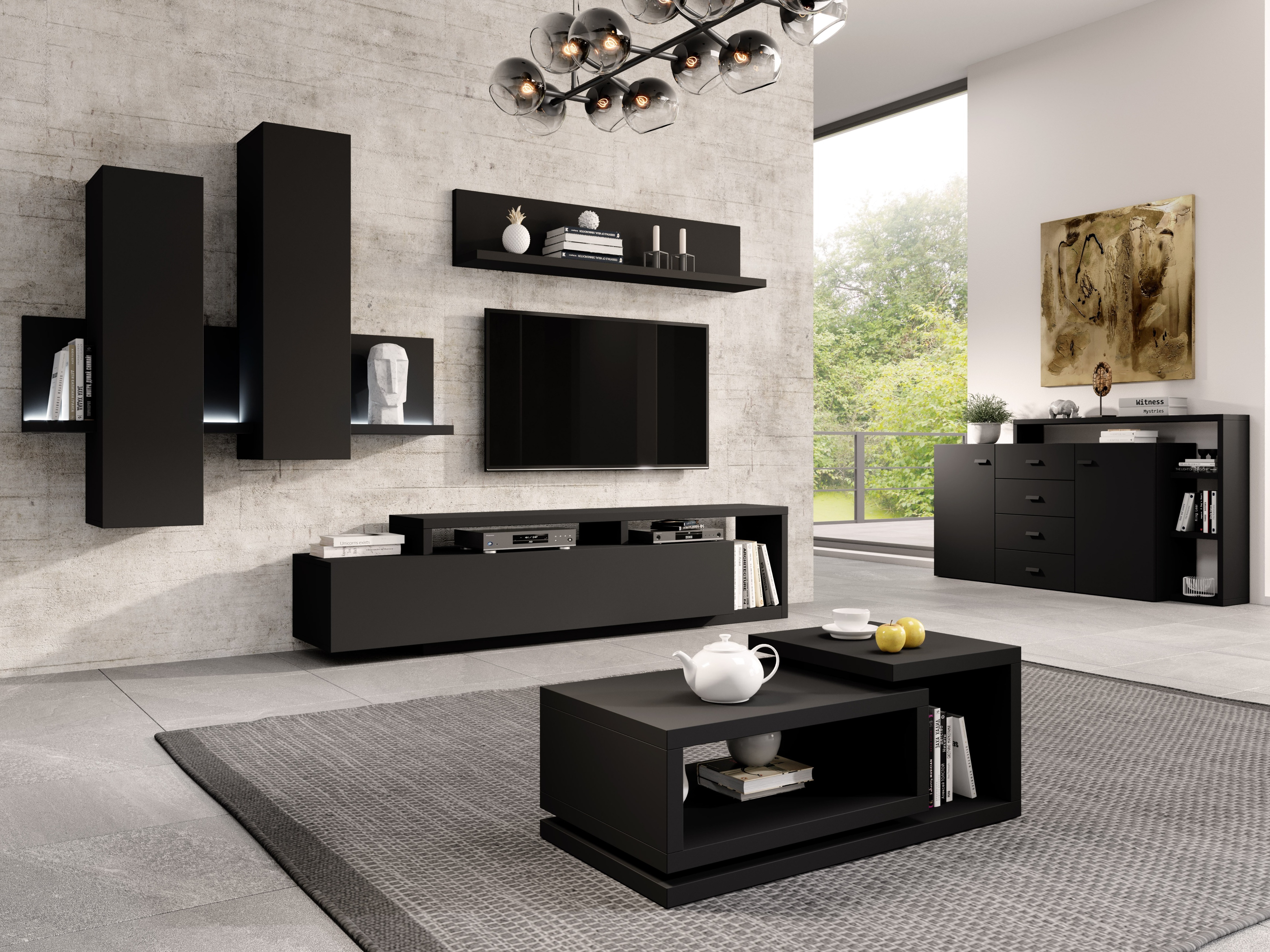 Table basse Lutiva 104 (Noir mat)