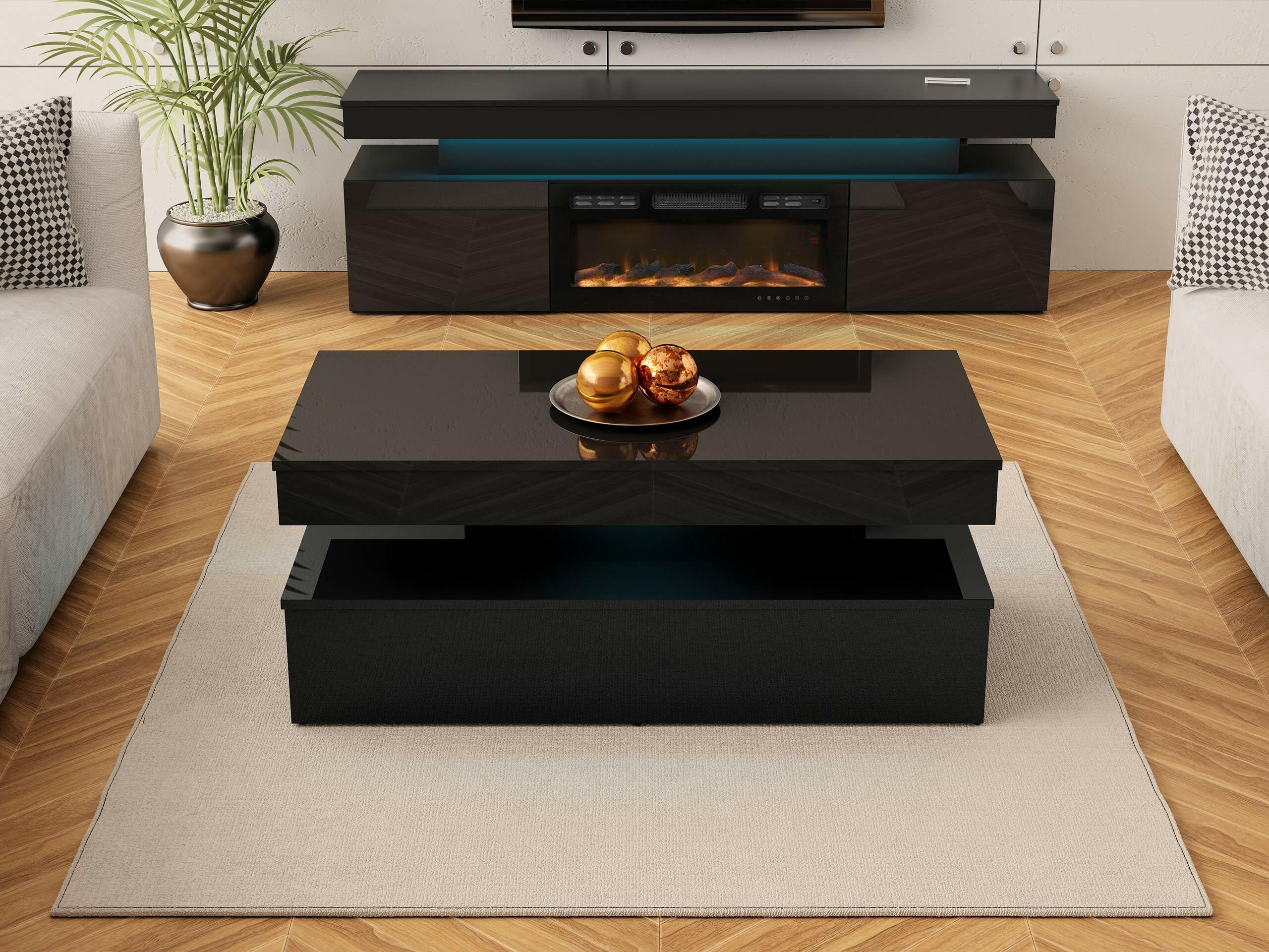 Table basse Monfero (Noir + Noir brillant)