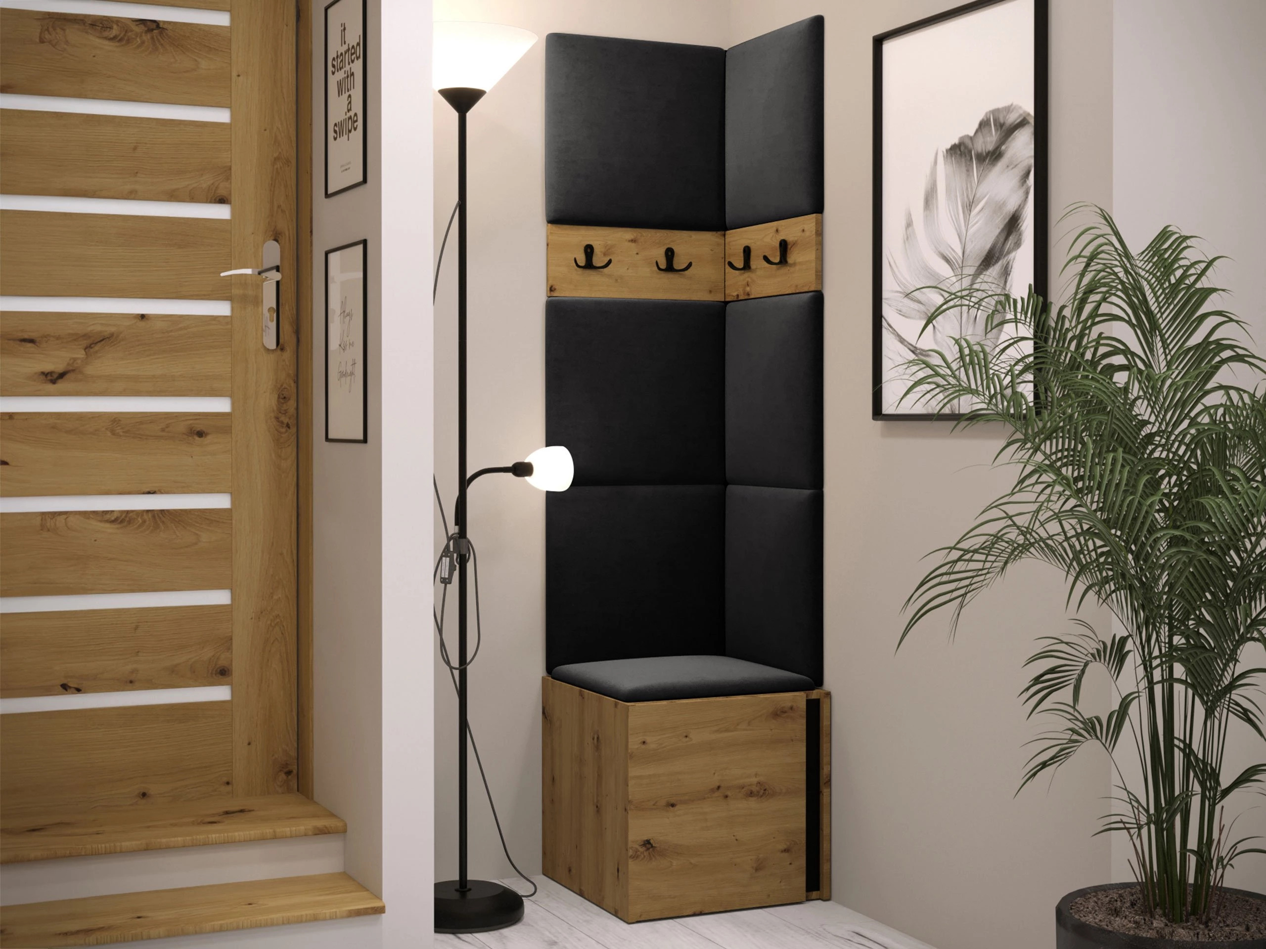 Meuble d'entrée Pinis XXI (Chêne Artisan + Noir)