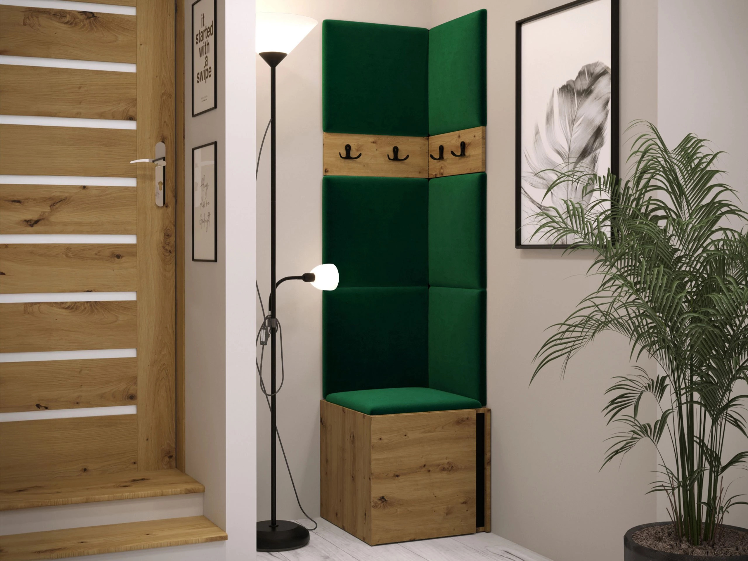 Meuble d'entrée Pinis XXI (Chêne Artisan + Noir)