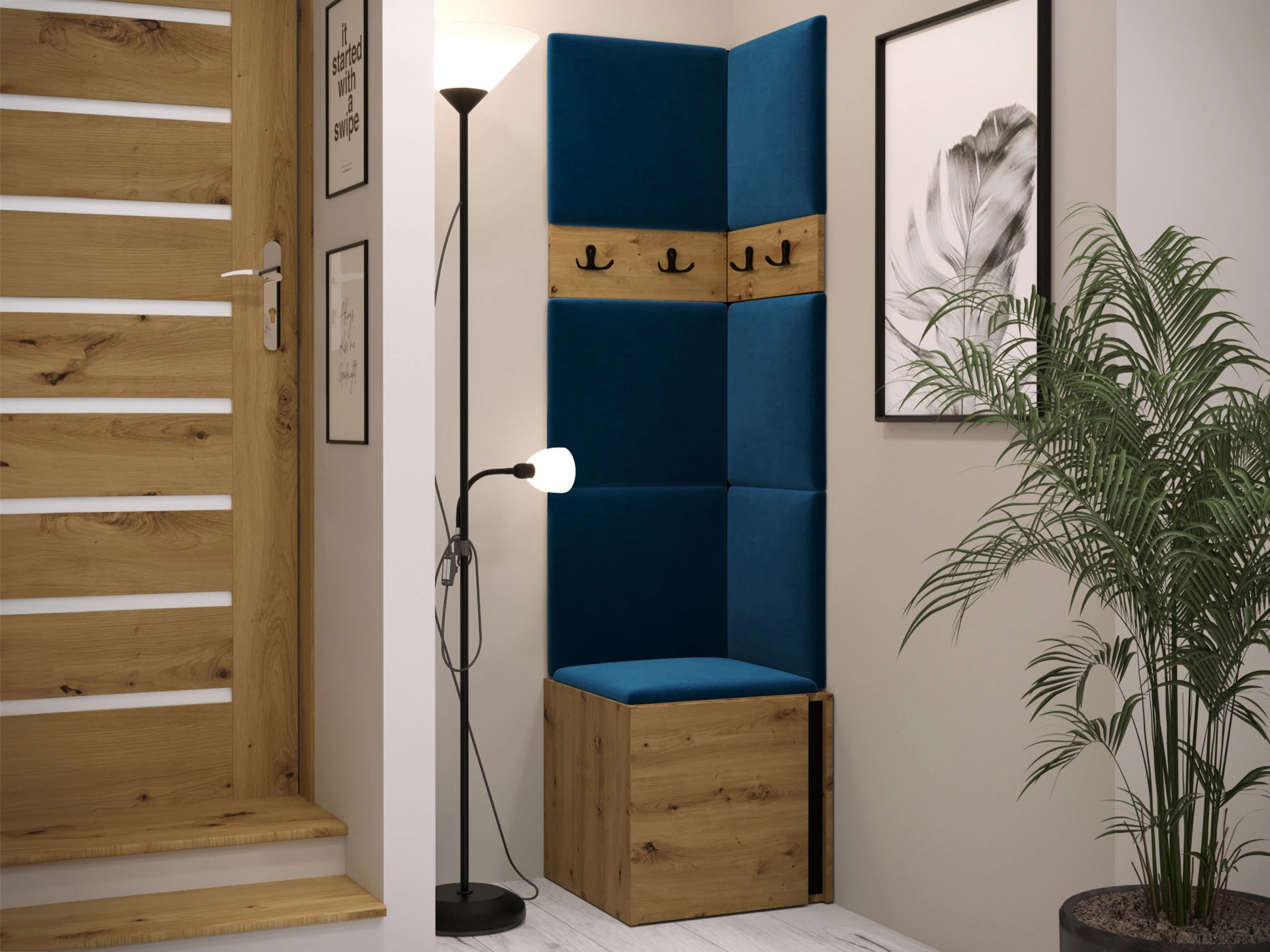 Meuble d'entrée Pinis XXI (Chêne Artisan + Noir)