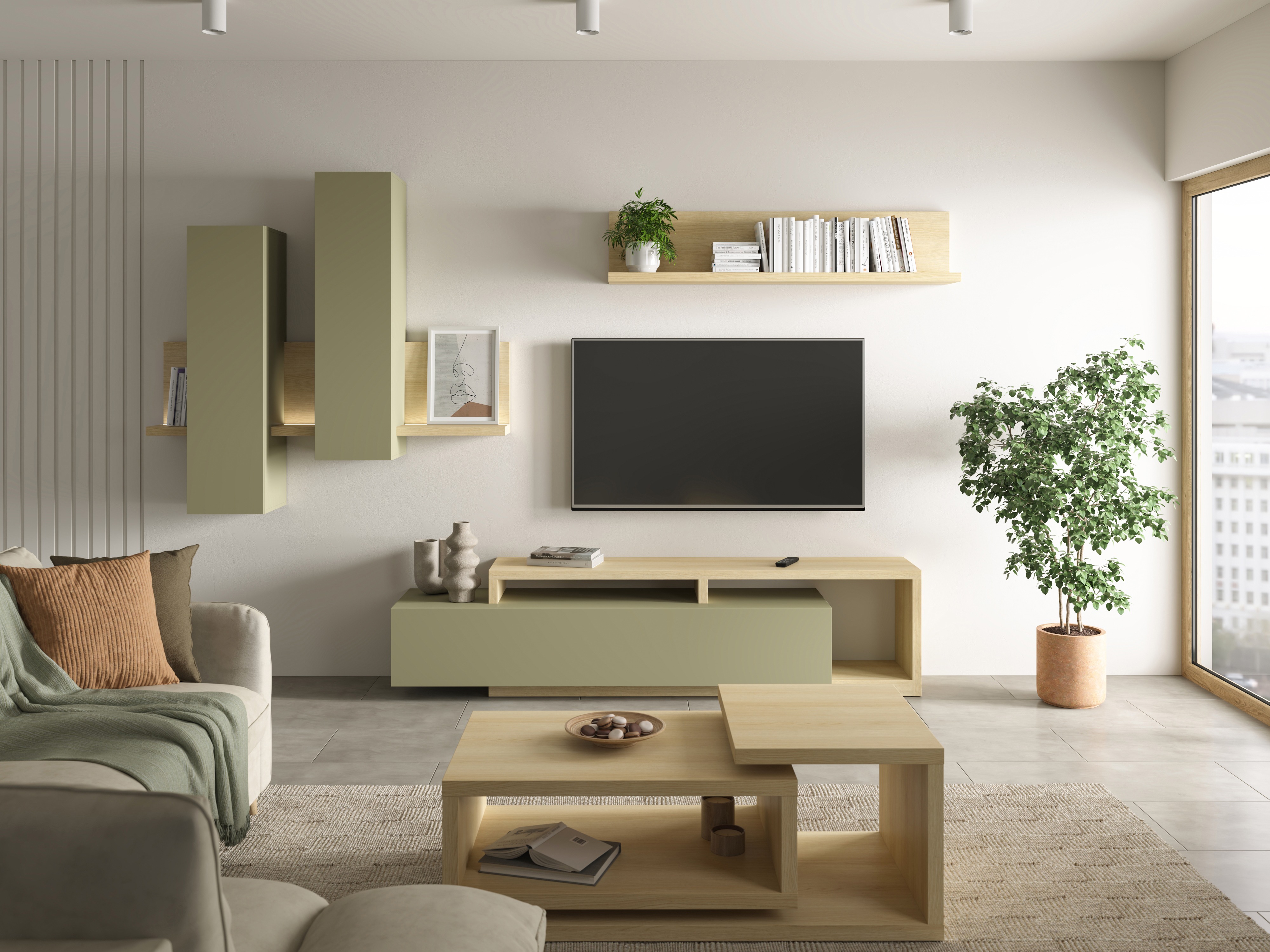 Ensemble de salon Lutiva 100 (Eucalyptus + Chêne)