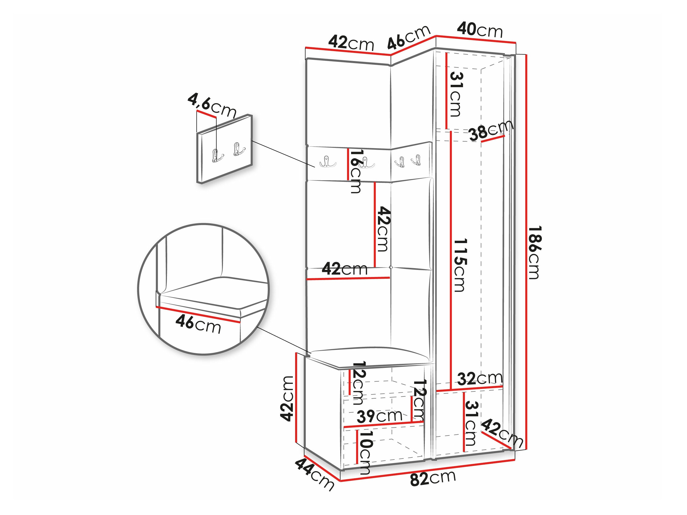 Meuble d'entrée Hartford 354 (Blanc)
