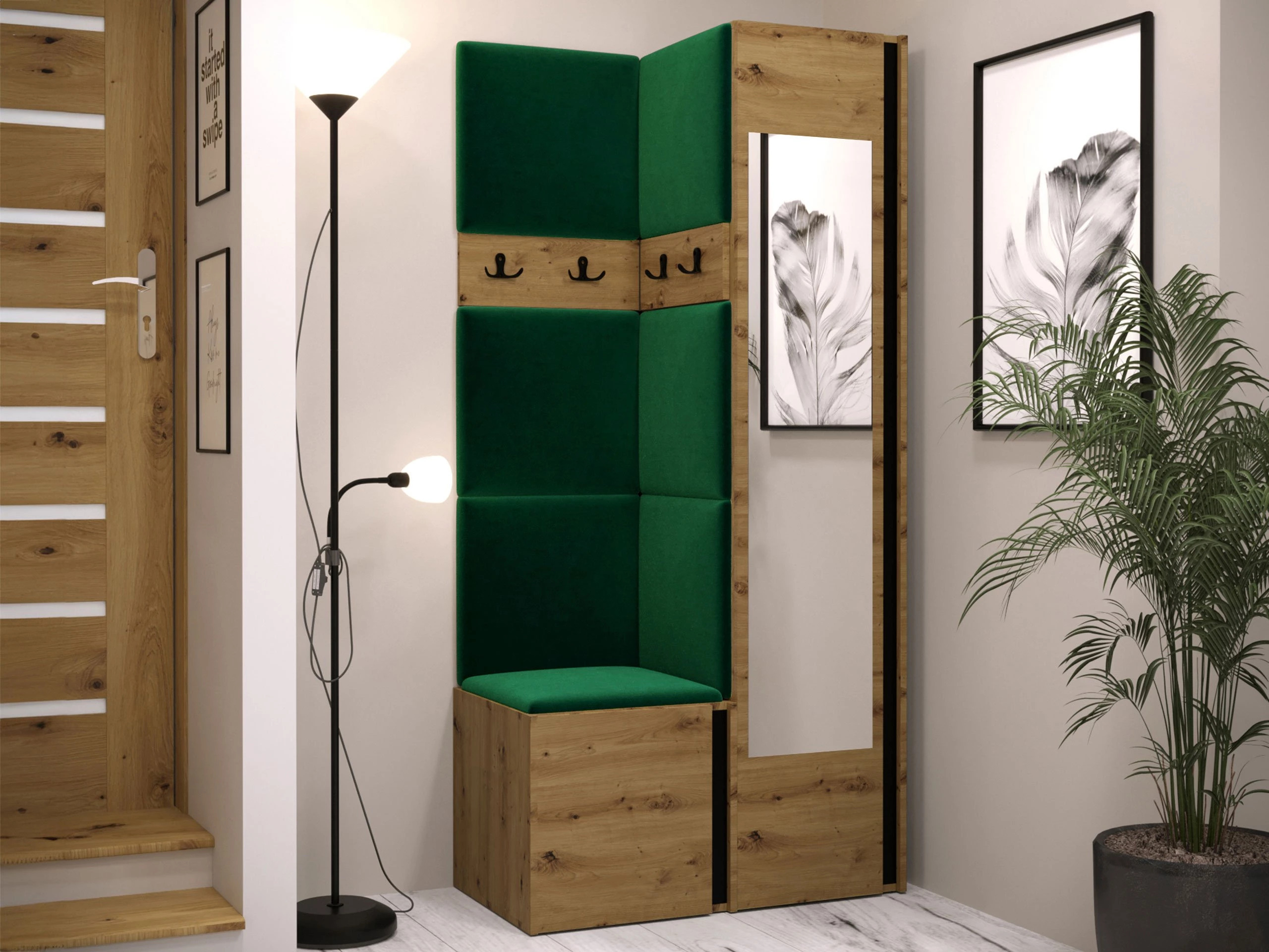 Meuble d'entrée Pinis XXV (Chêne Artisan + Noir)