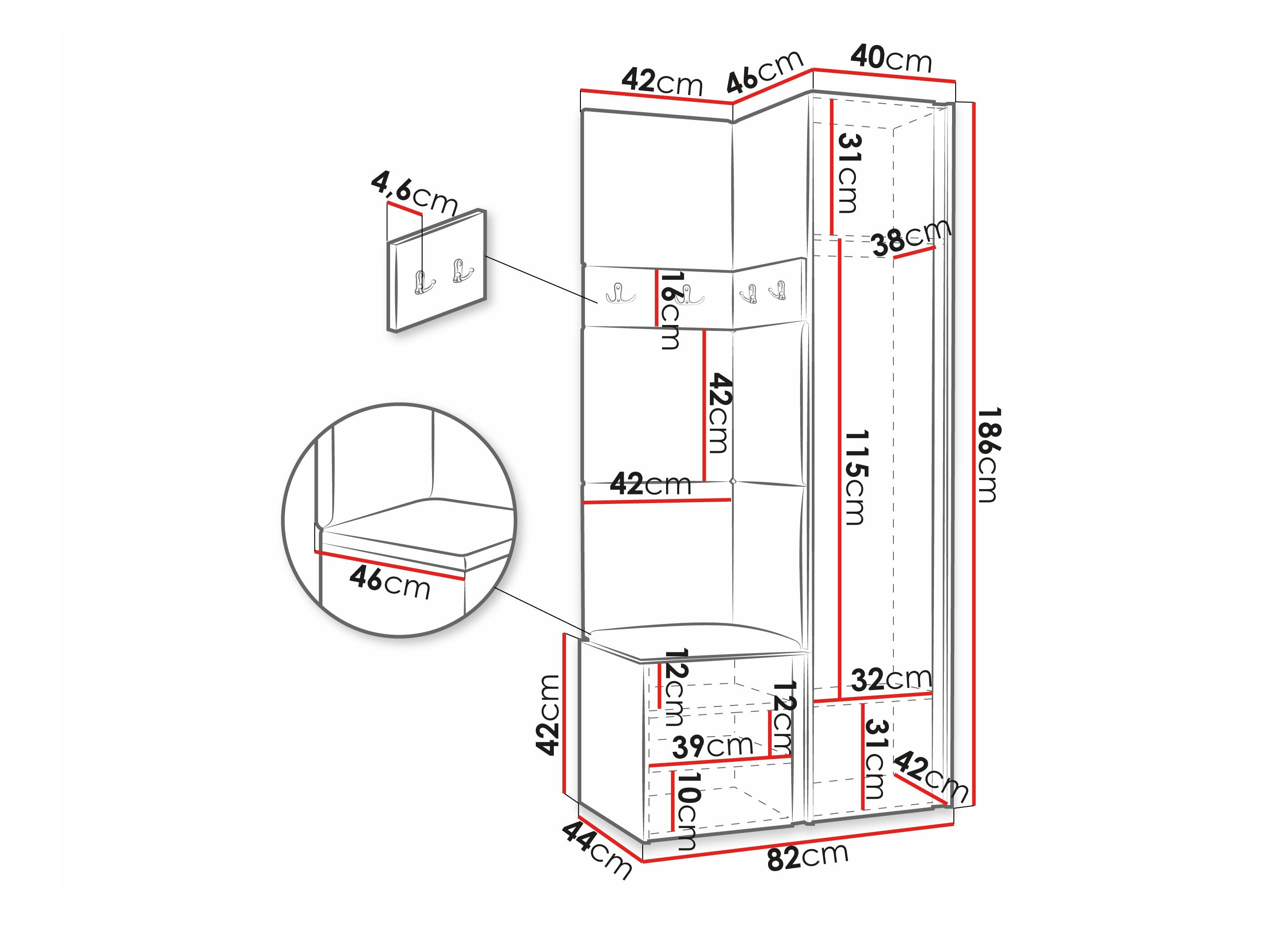Meuble d'entrée Pinis XXV (Graphite)