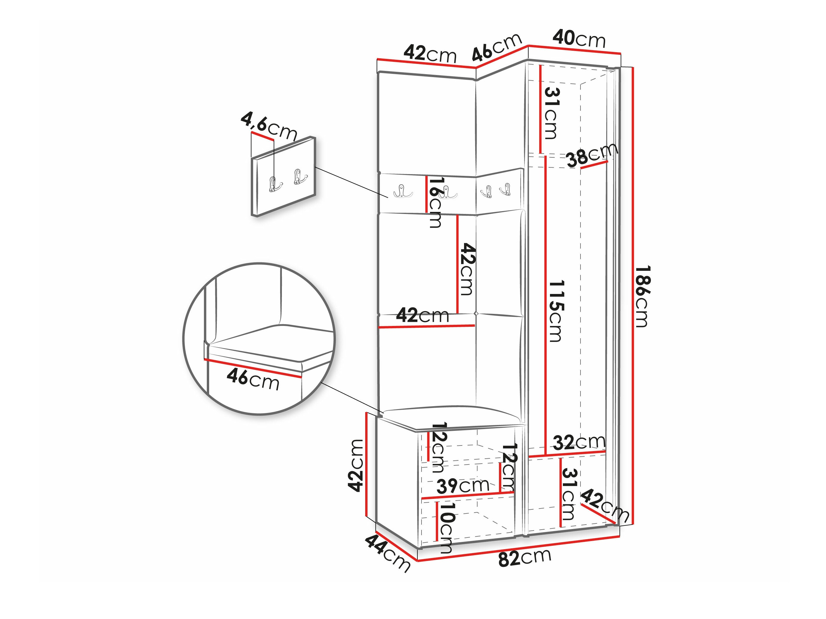Meuble d'entrée Pinis XXV (Graphite)