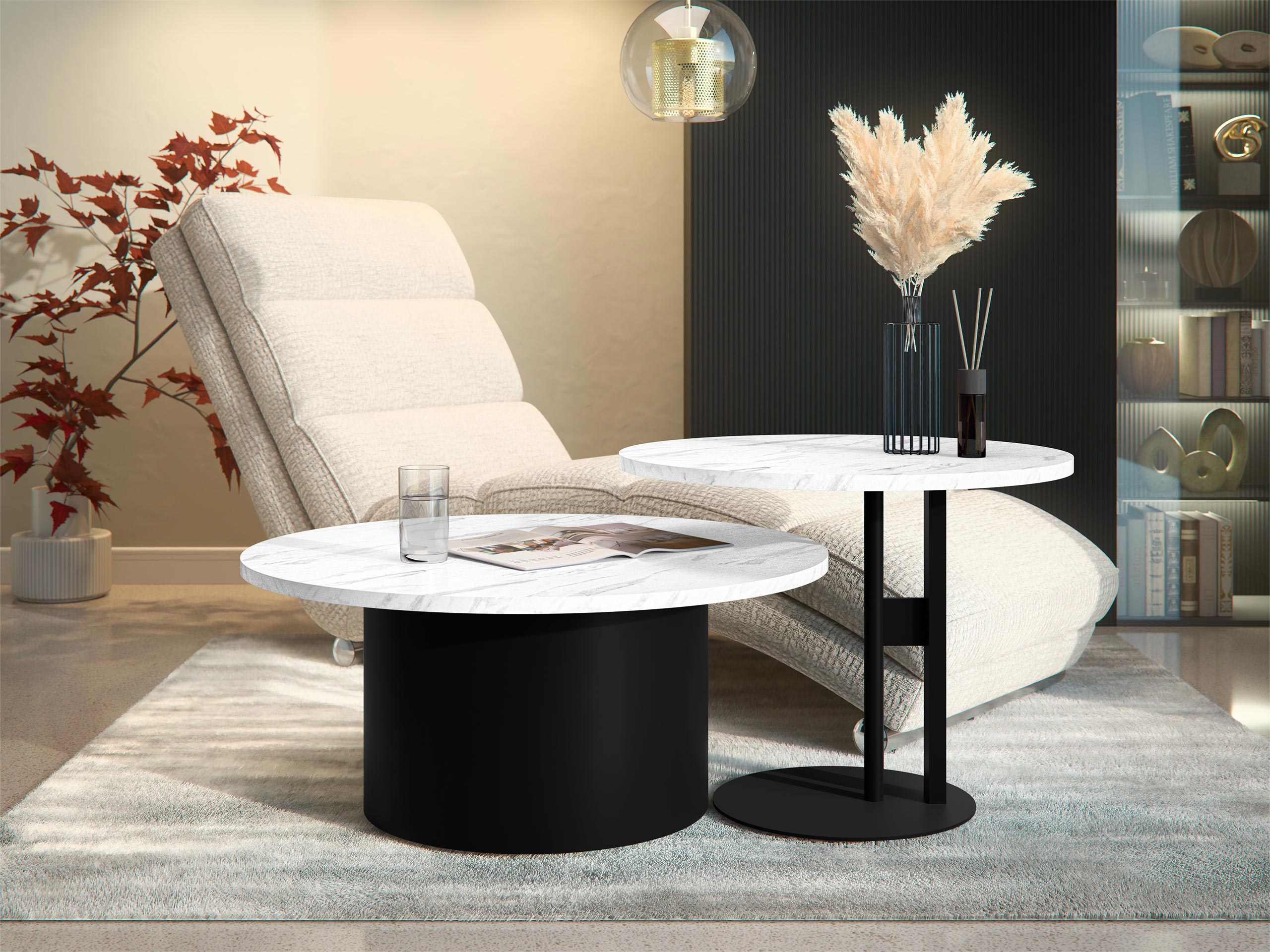 Ensemble tables basses Oswego 159 (Marbre blanc)
