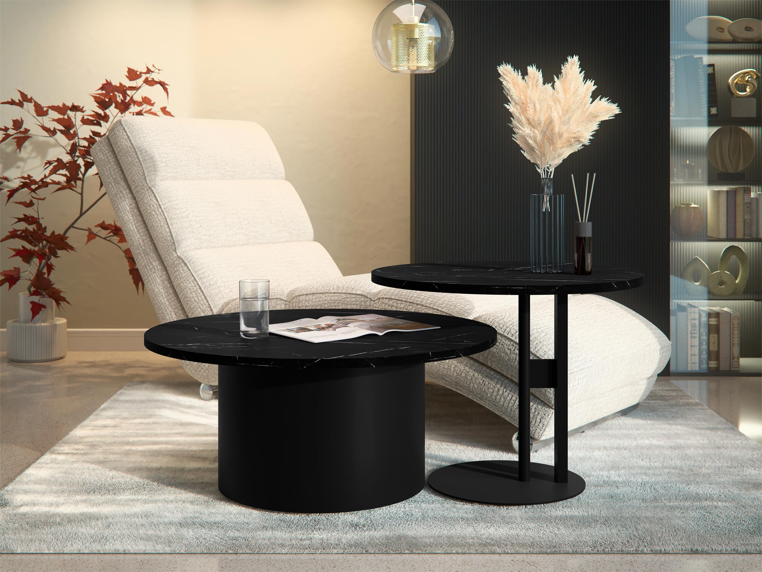 Ensemble tables basses Oswego 159 (Marbre noir)