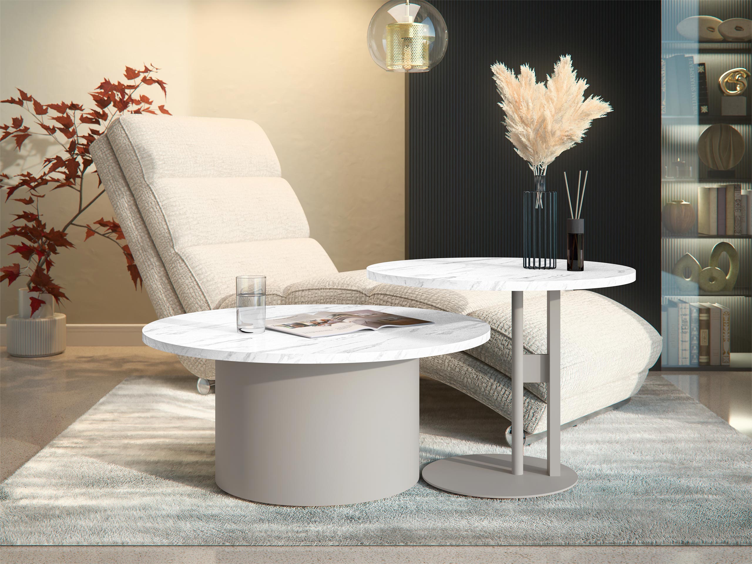 Ensemble tables basses Oswego 160 (Marbre blanc)