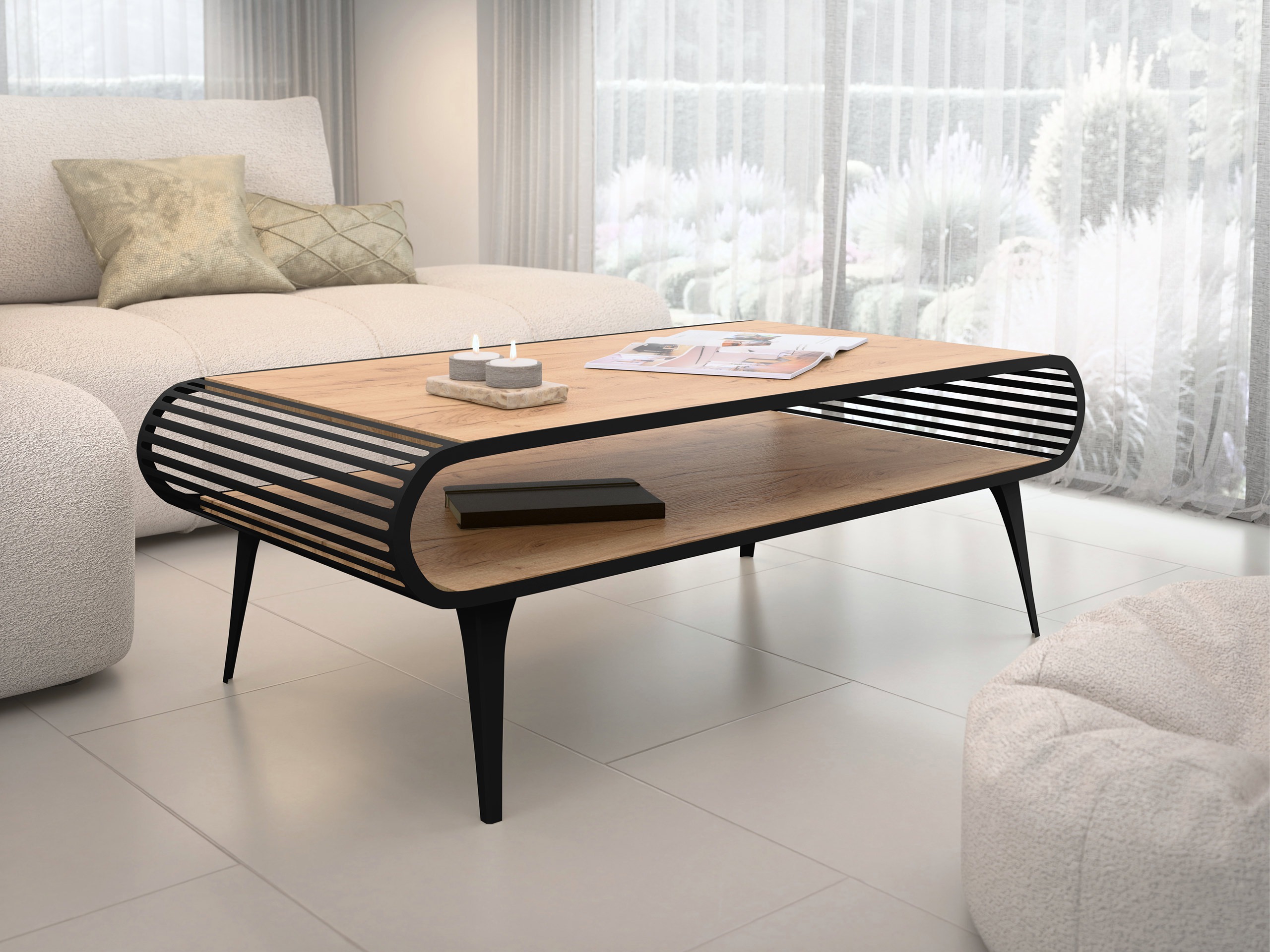 Table basse Oswego 161 (Chêne doré artisanal)