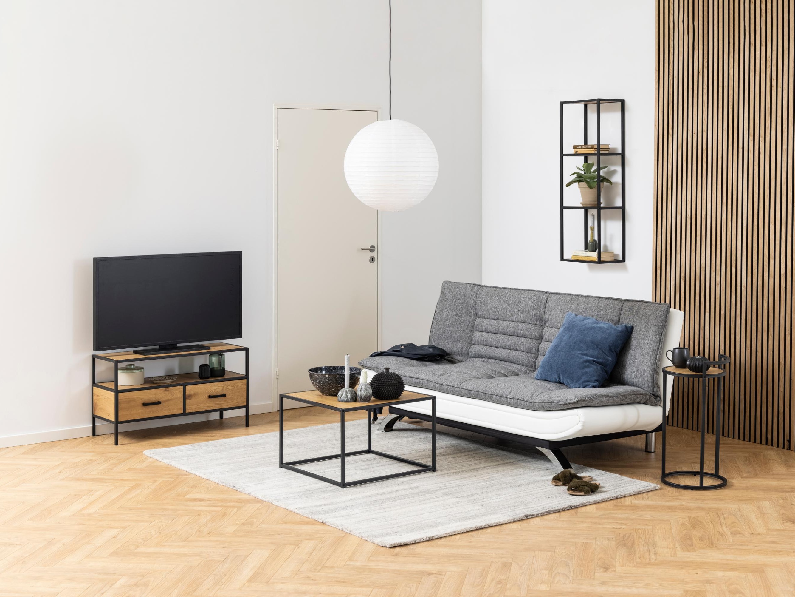 Canapé convertible Norsica 228 (Blanc + Gris clair)