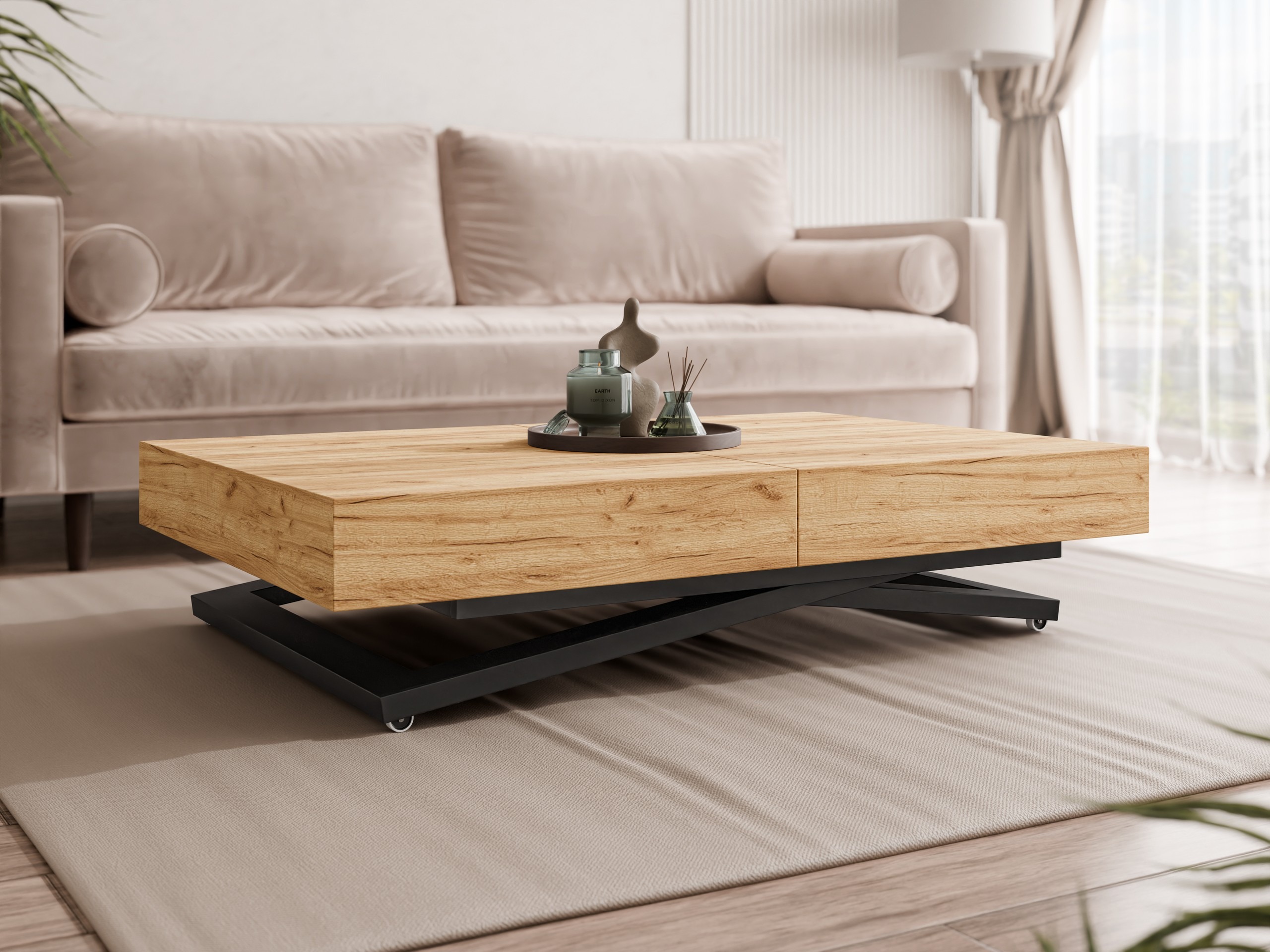 Table basse transformateur Oswego 171 (Chêne doré artisanal)