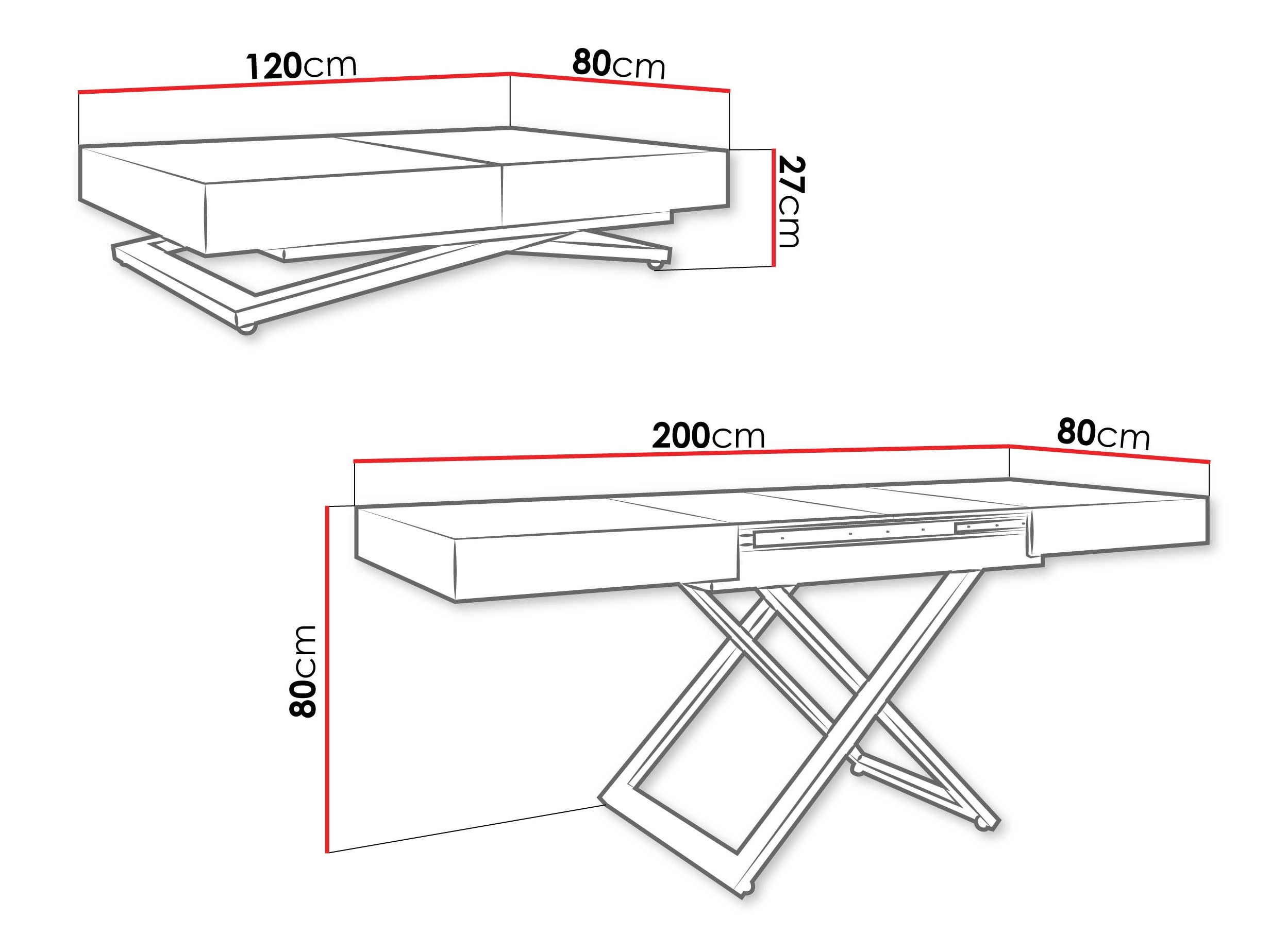 Table basse transformateur Oswego 171 (Noyer)
