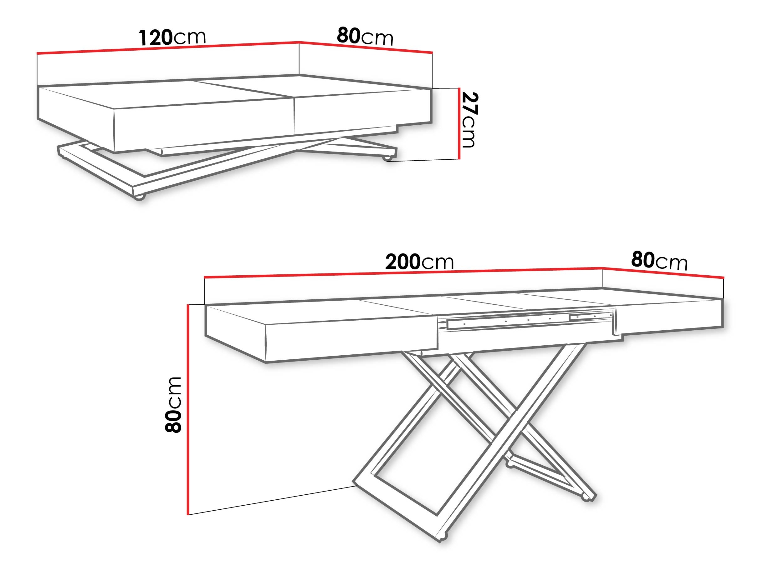 Table basse transformateur Oswego 172 (Cachemire)