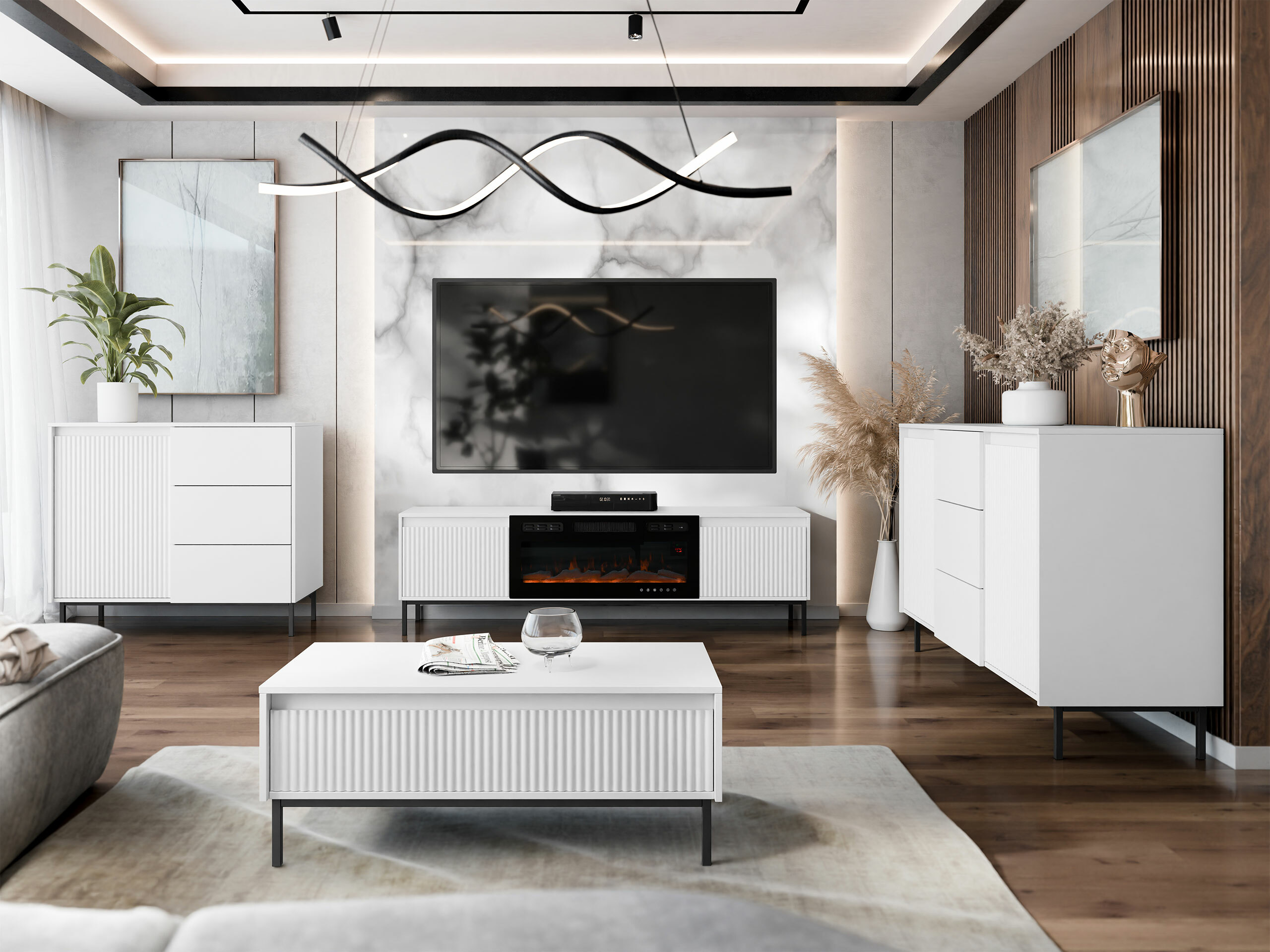 Ensemble de salon Comfivo Delruva 109 (Blanc)