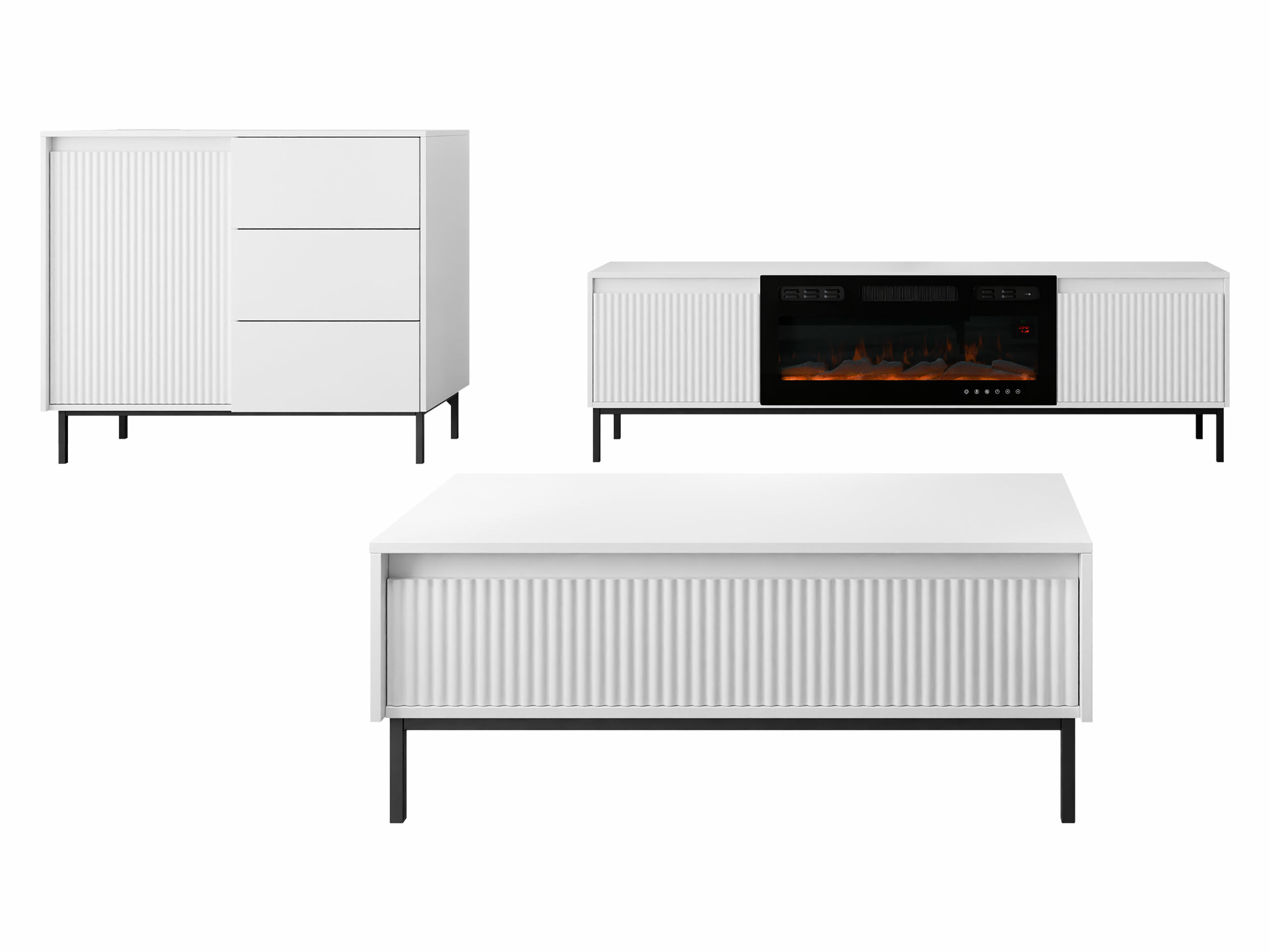Ensemble de salon Comfivo Delruva 110 (Blanc)