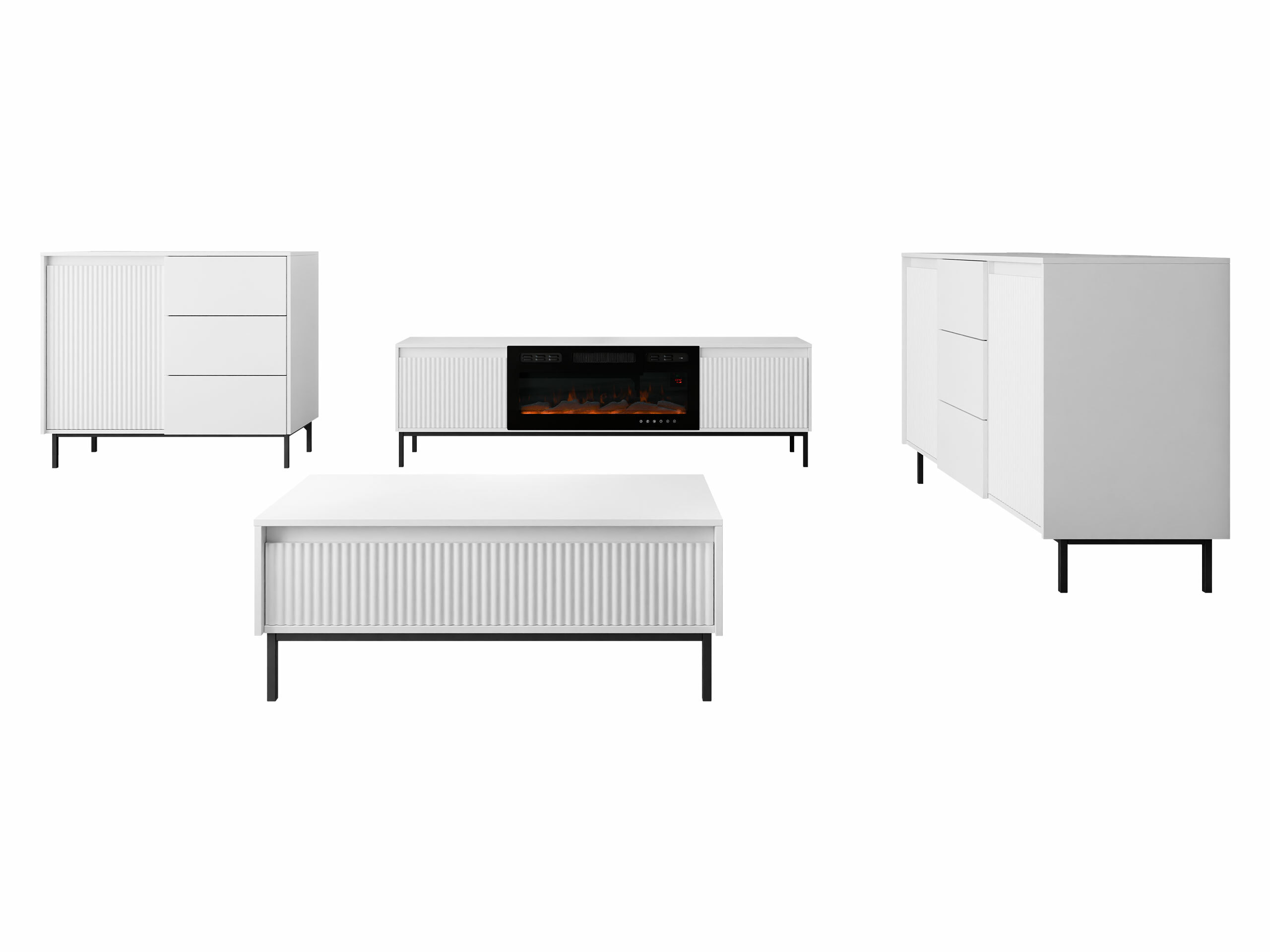 Ensemble de salon Comfivo Delruva III (Blanc)