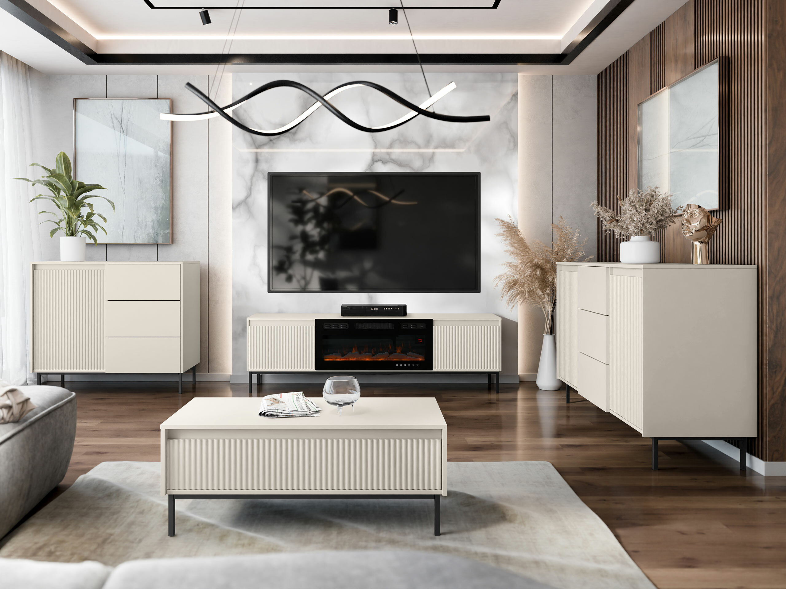 Ensemble de salon Comfivo Delruva III (Cachemire)