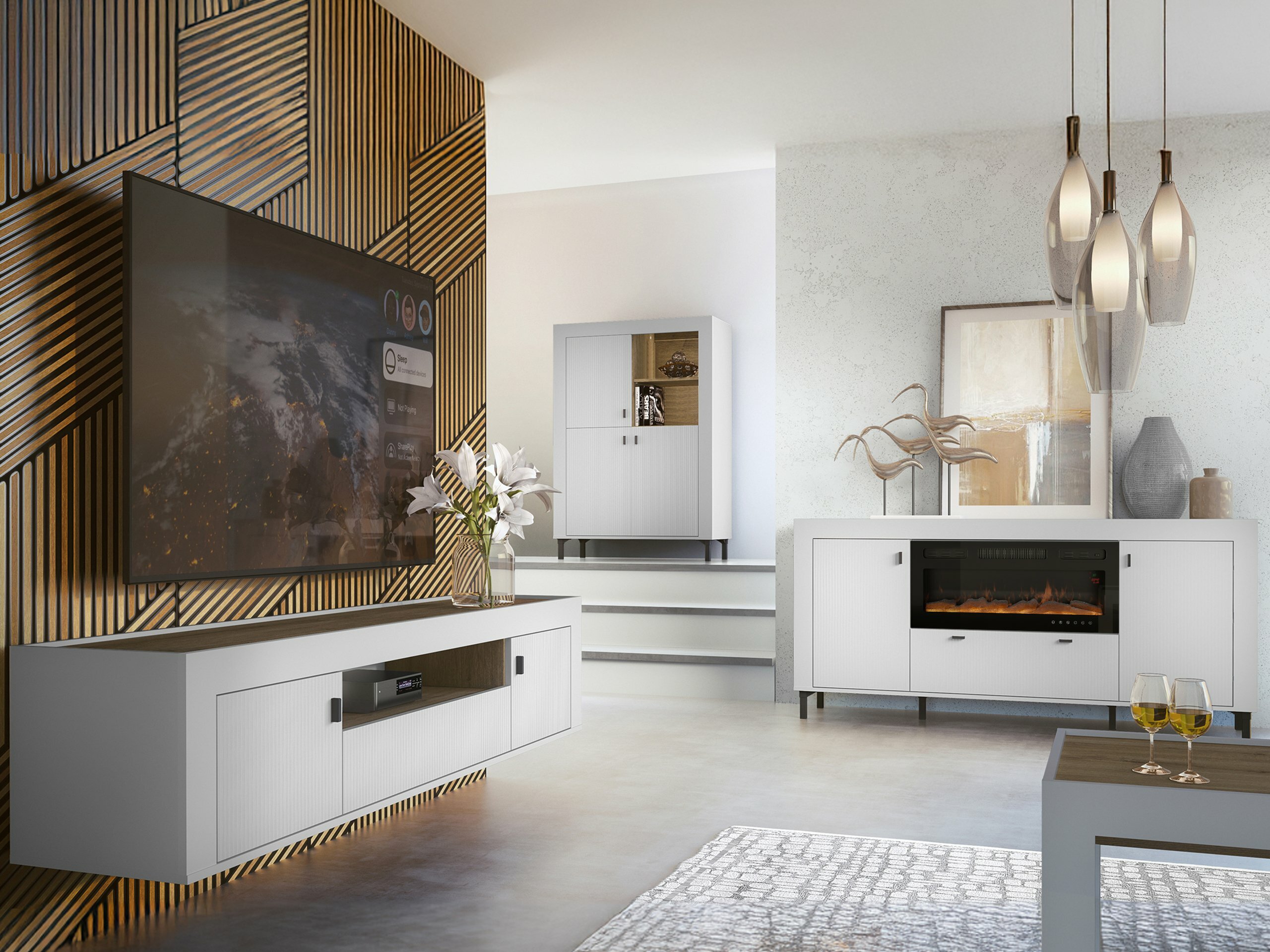 Ensemble de salon Mormavu 115 (Mat blanc)